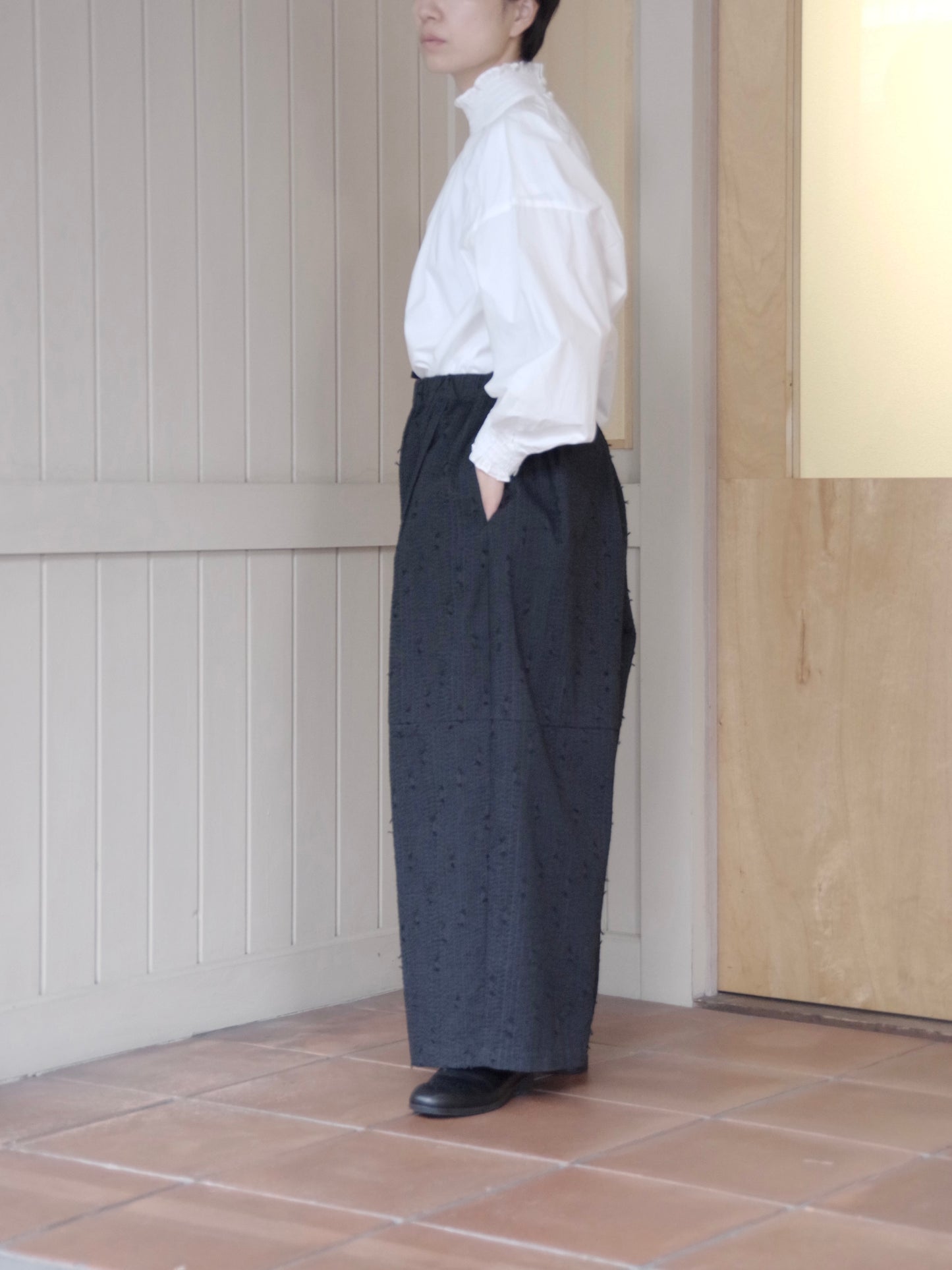 sashiko jacquard ボリュームパンツ | qiri