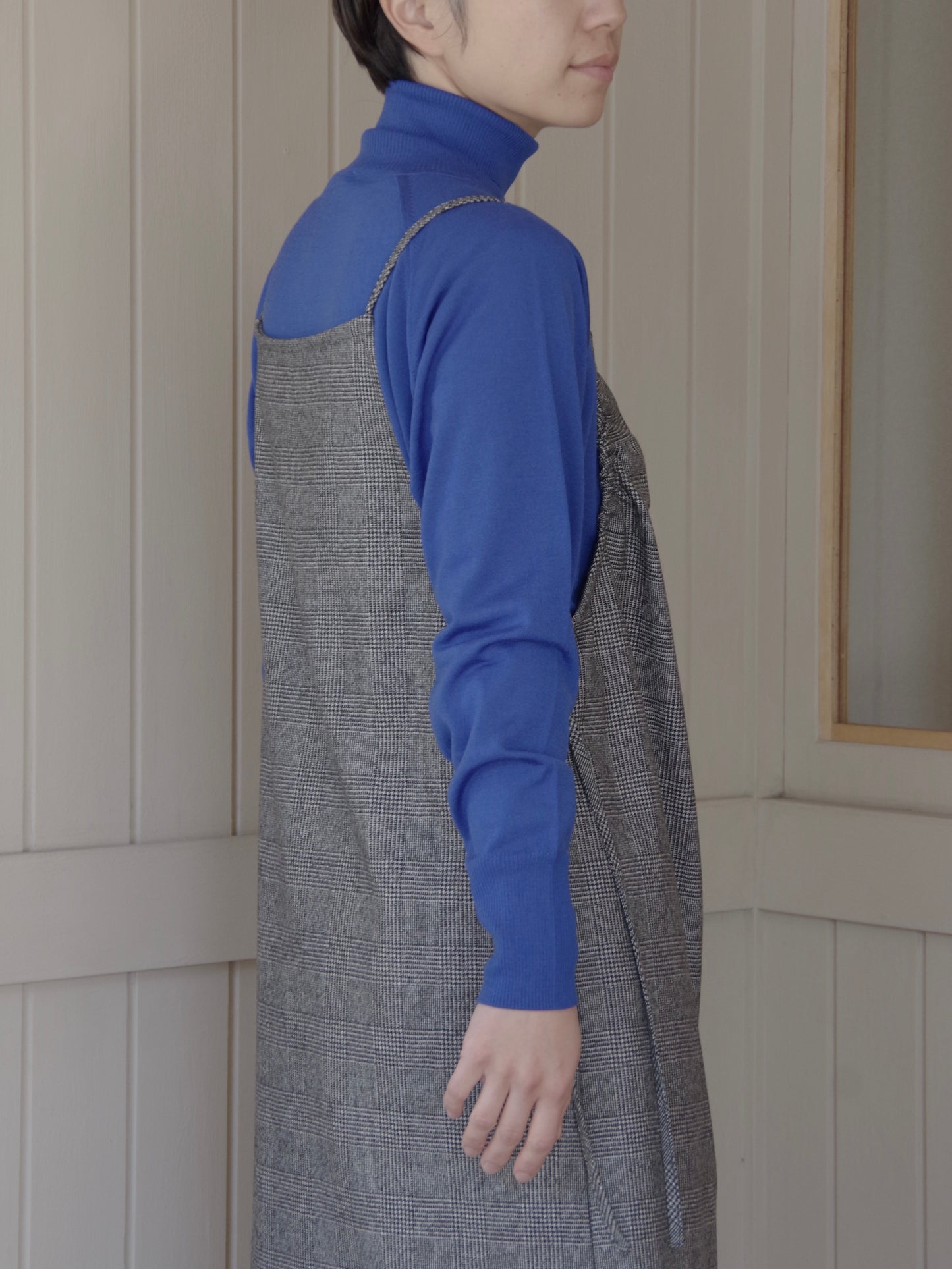 washable wool check drawstring ワンピース | yuni