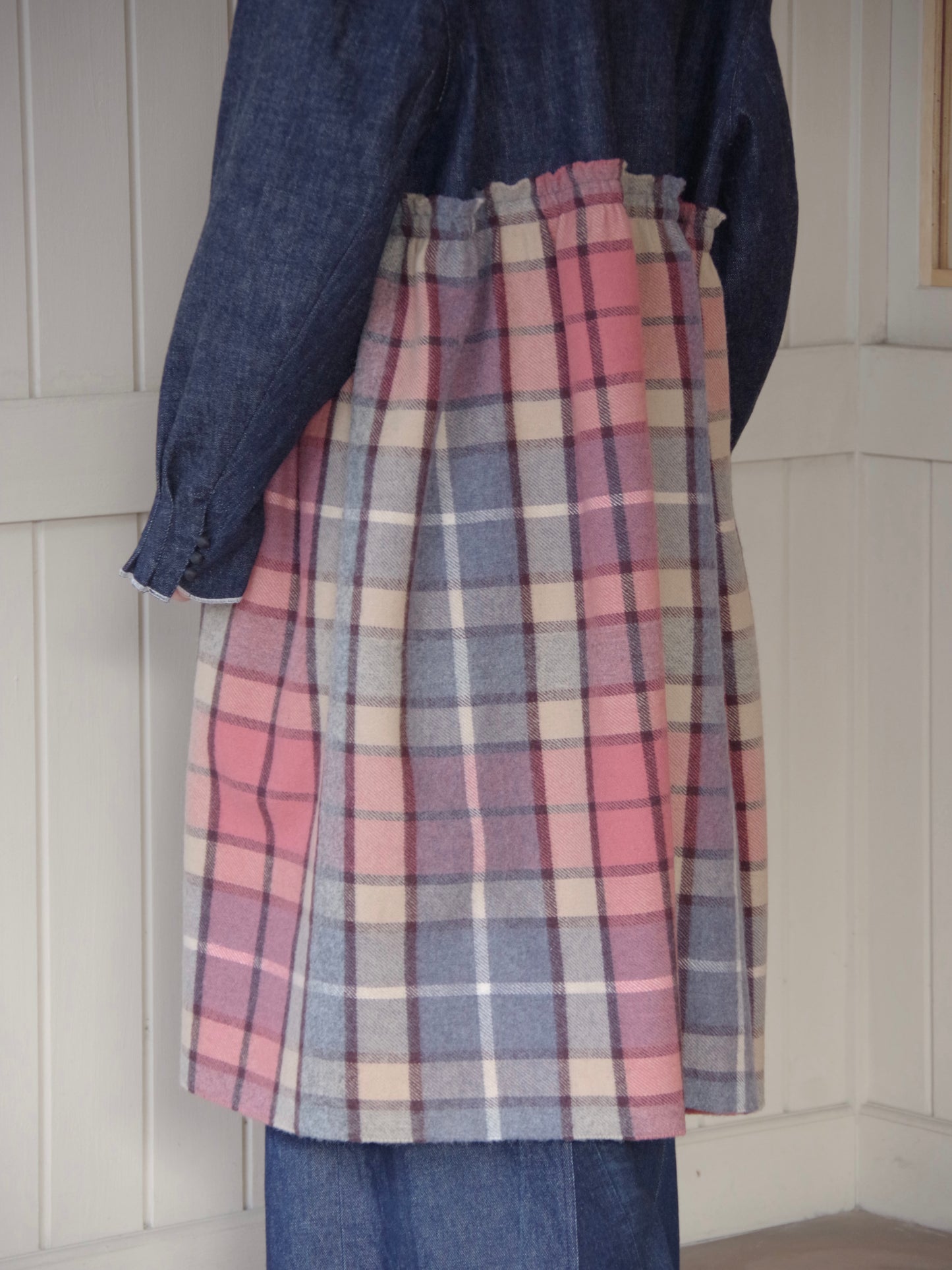 デニム×ストール切り替えコート　MO-25-CO-005