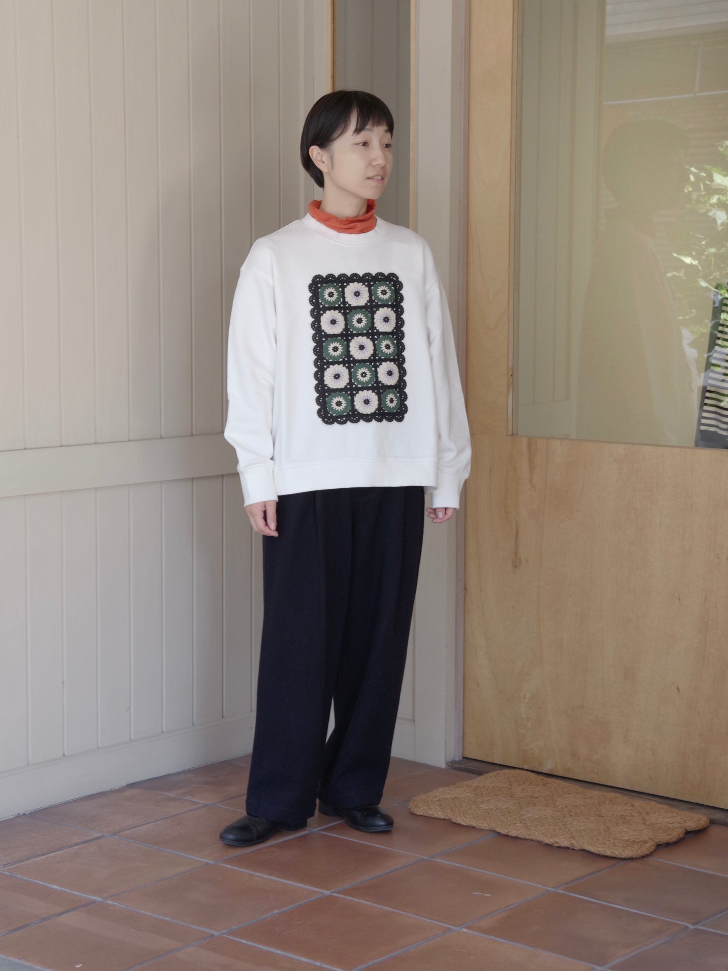 コットン裏毛レースプルオーバー | yuni