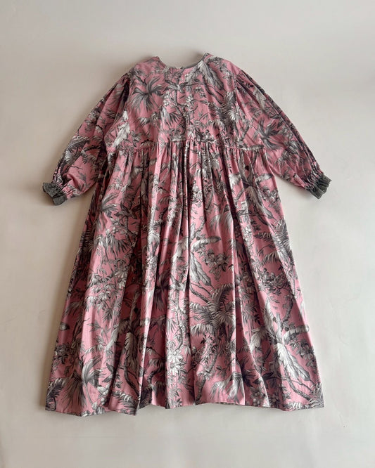 ビンテージプリント ギャザー切り替えワンピース MO-24-OP-063 | motley