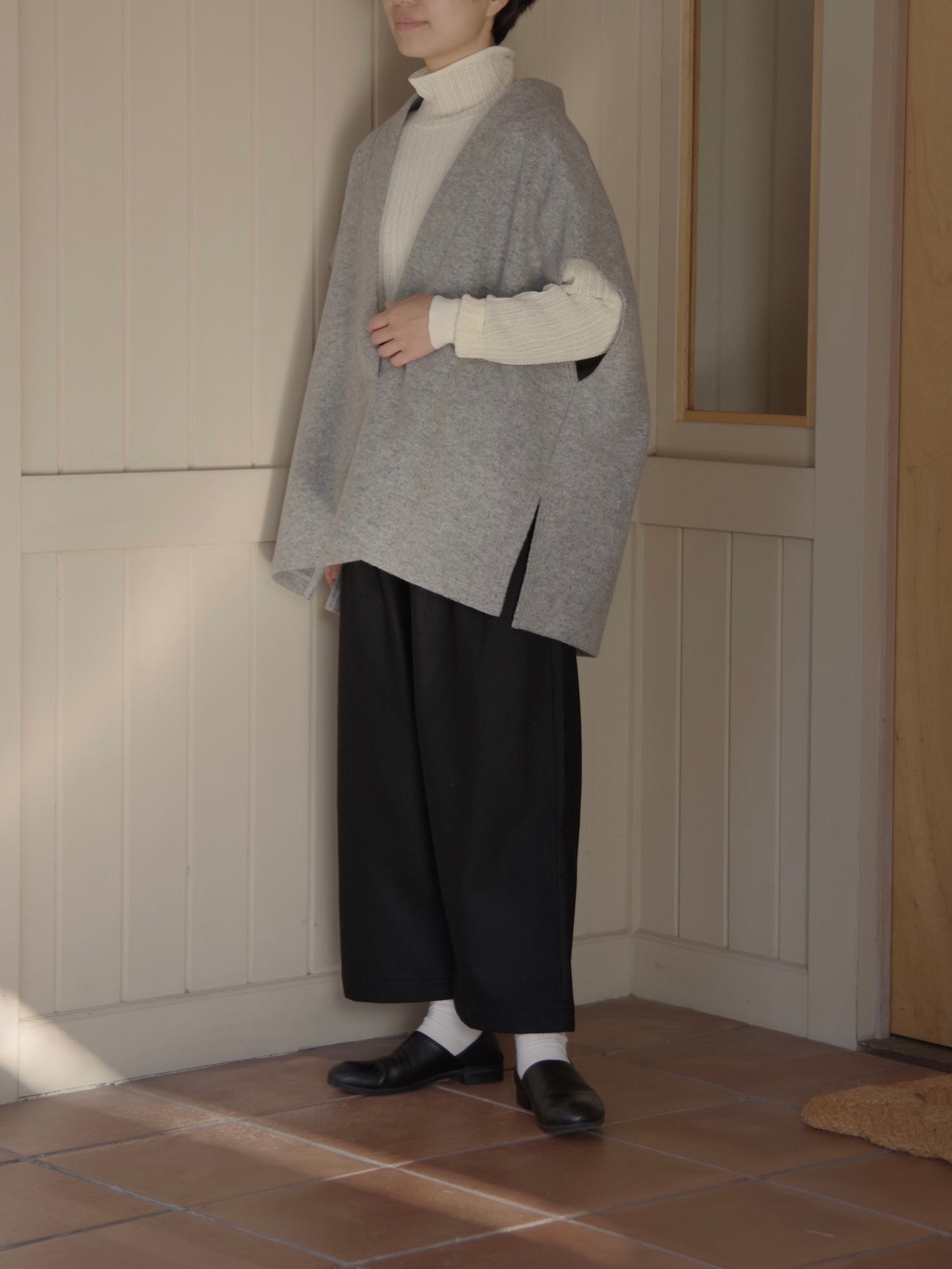 コットン/ナイロン sheer stripes ハイネックニット | yuni