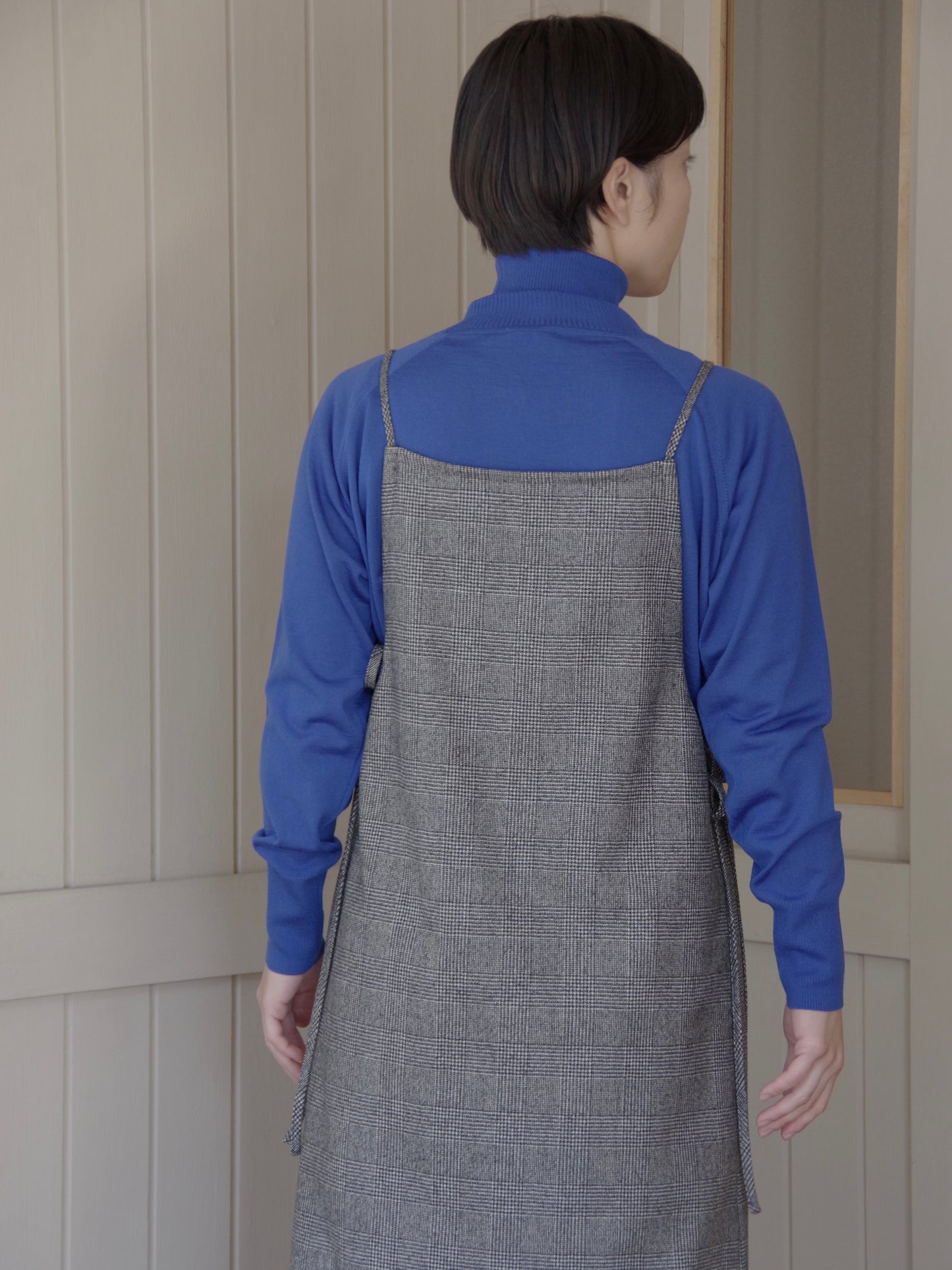 washable wool check drawstring ワンピース | yuni