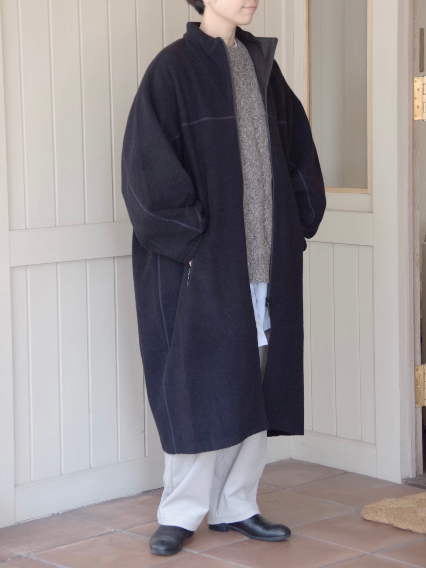 コットンウールカシミアボア コクーンコート | yuni