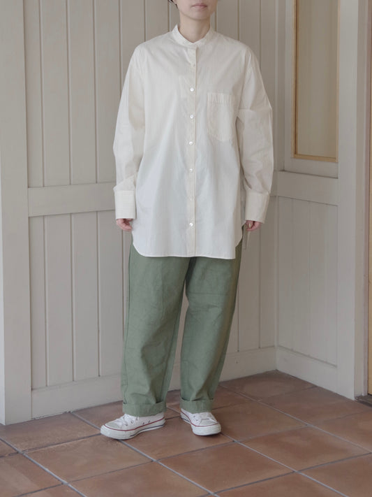 コットンシルク ストライプ moe sleeves バックリボン シャツ | yuni