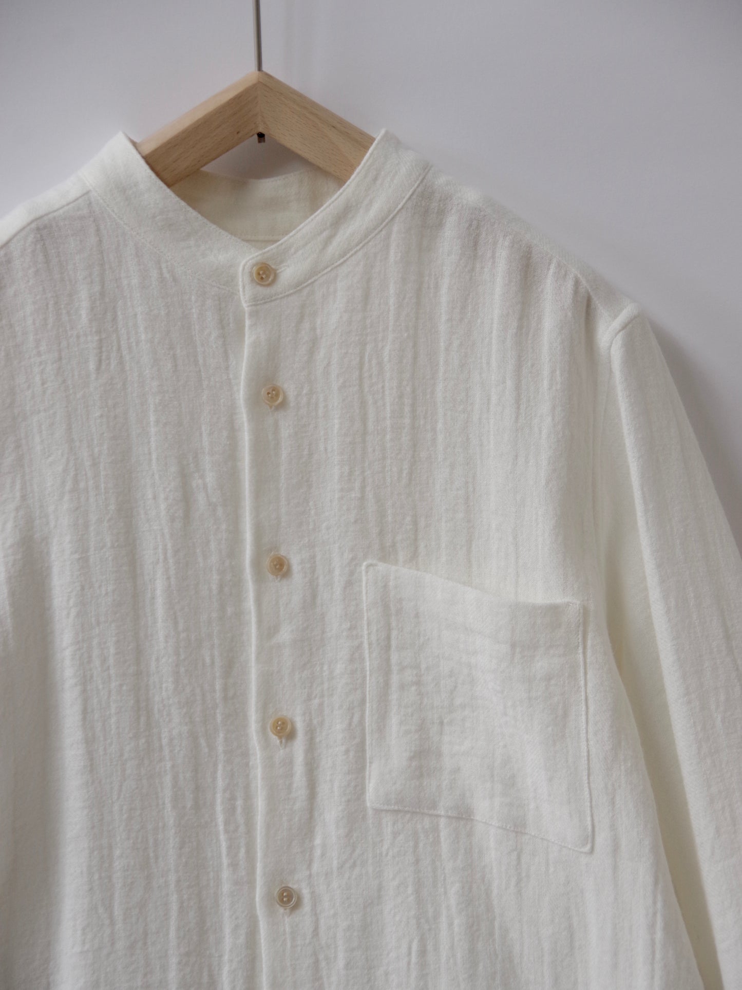 リネンツィード バンドカラーシャツ ( 2 color ) | atelier naruse