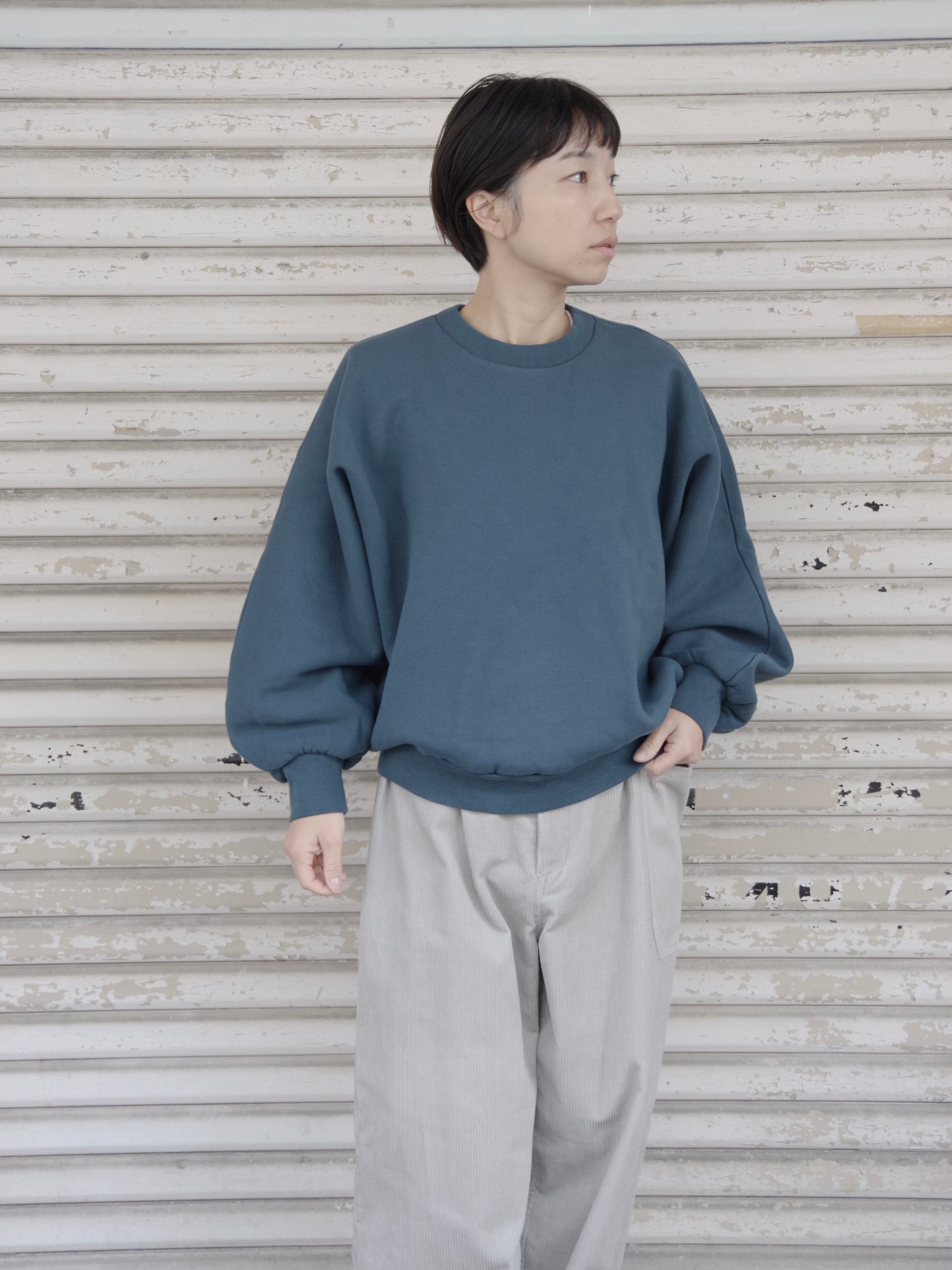 コットンフリースバルーンスリーブカットソー | atelier naruse