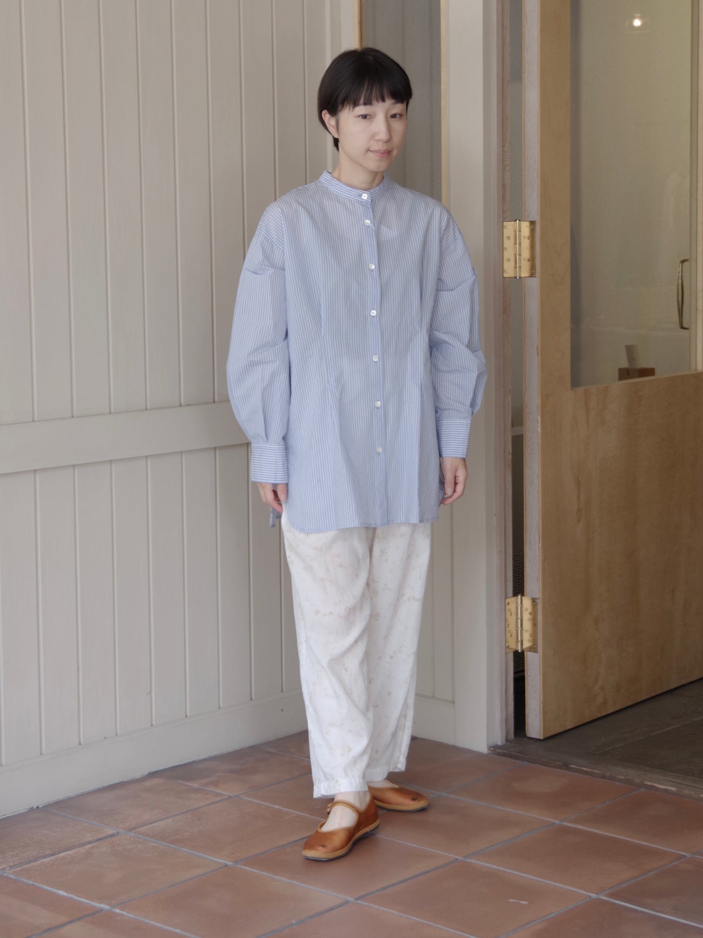 コットンナイロンストライプ タック 2wayシャツ　(2 color) | yuni