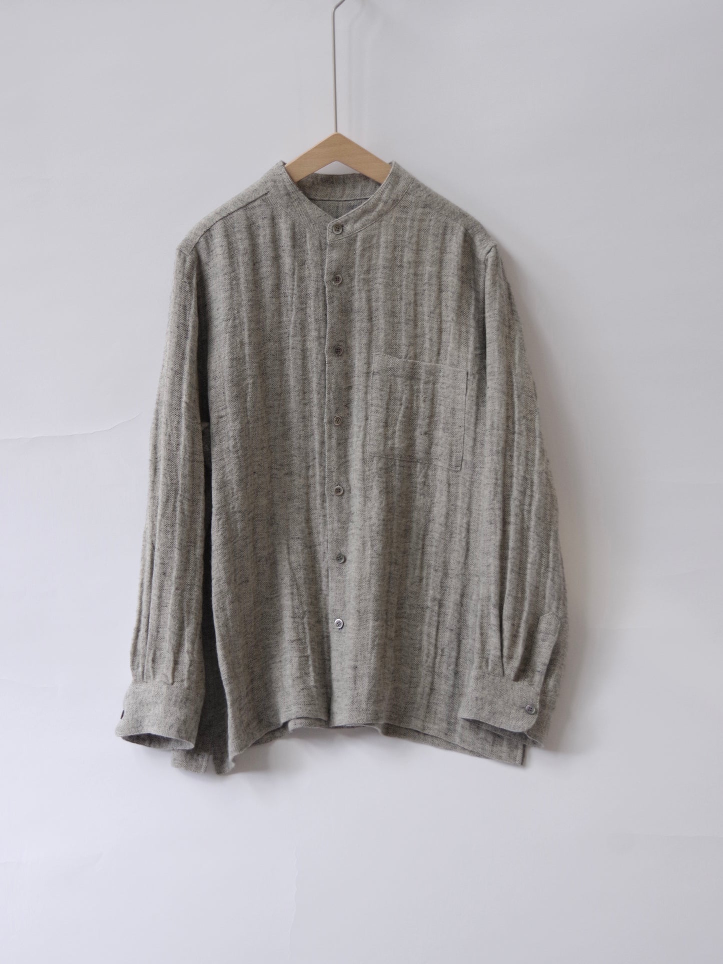 リネンツィード バンドカラーシャツ ( 2 color ) | atelier naruse