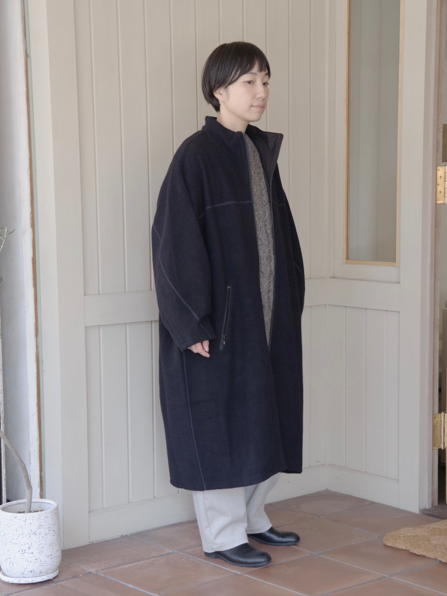 コットンウールカシミアボア コクーンコート | yuni