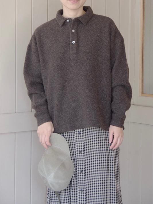 リサイクルウールパイル ポロプルオーバー | UNIVERSAL TISSU