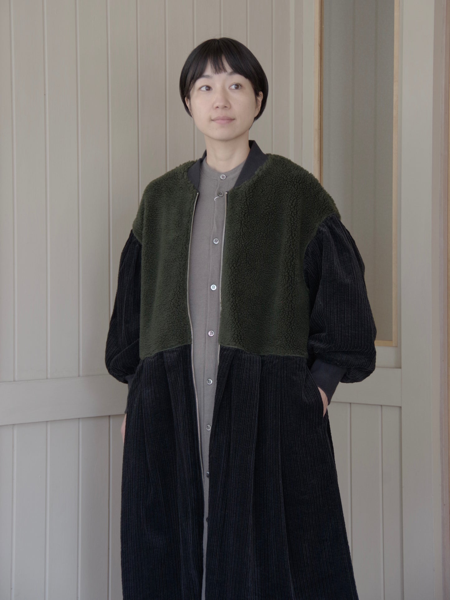 ボアコンボコーデュロイ Wzipロングコート | PARIS DE AOUNE