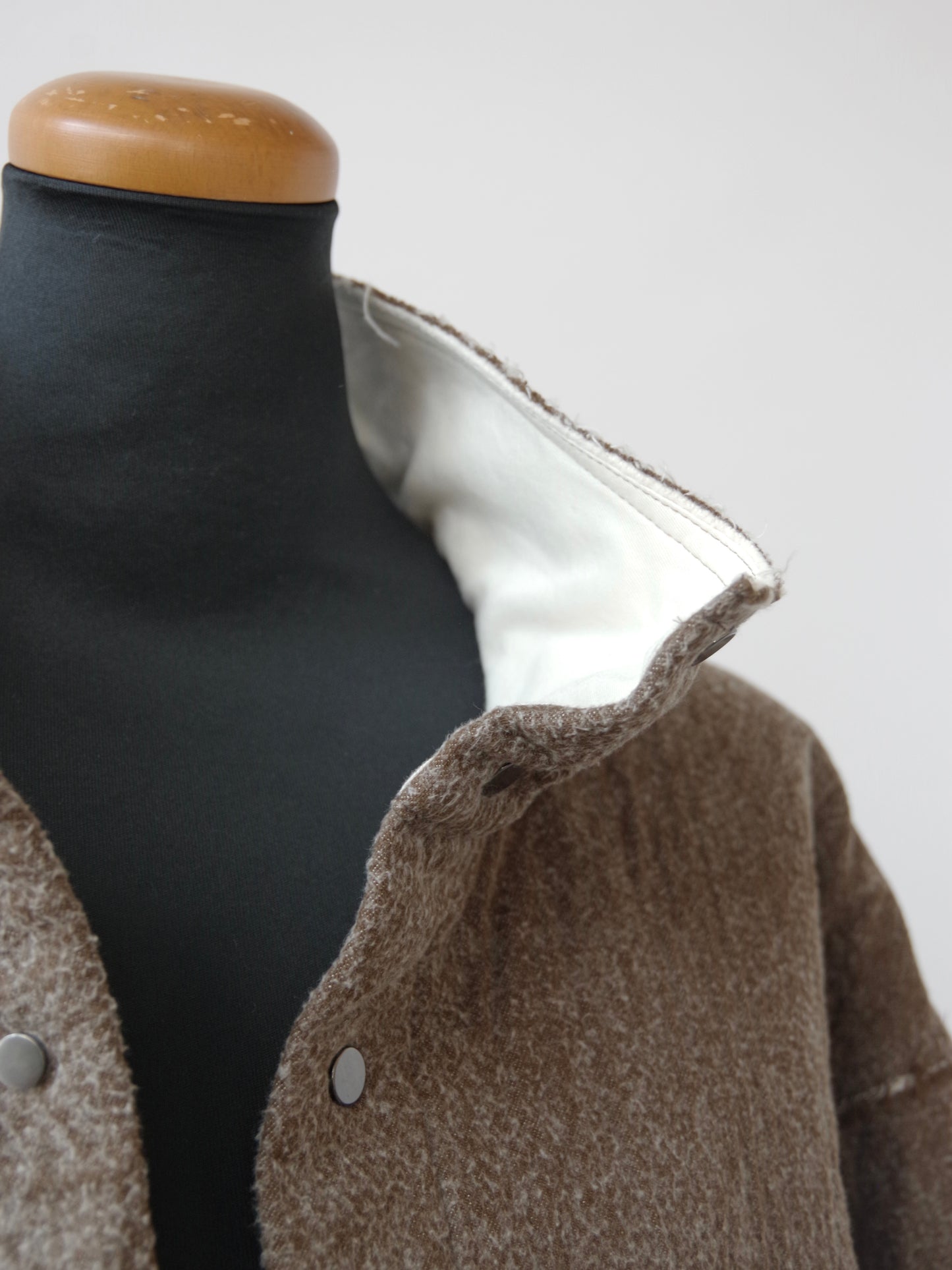 denim / fleece needle punch over jacket | qiri