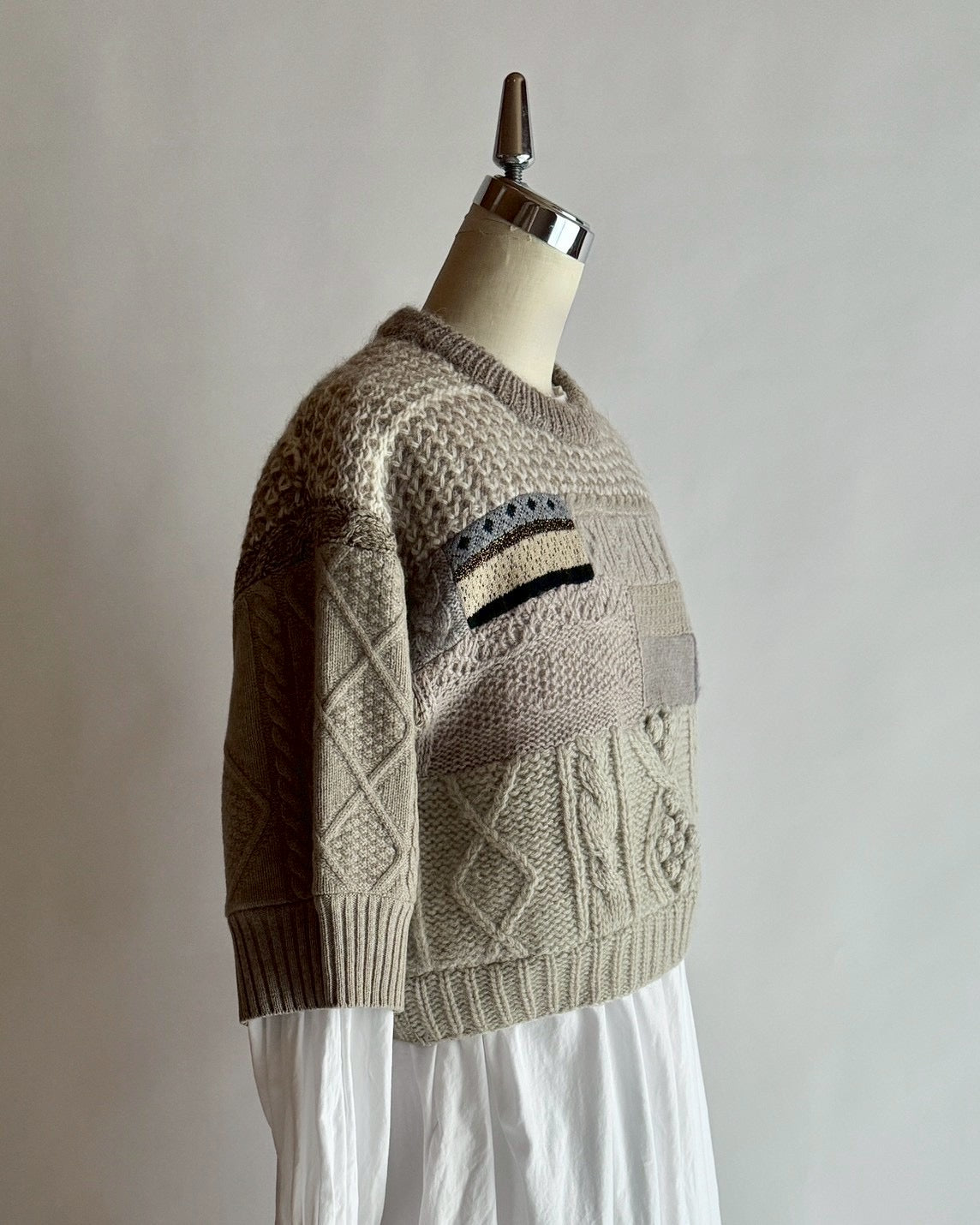 パッチワーク半袖セーター MO-24-KN-119 | motley