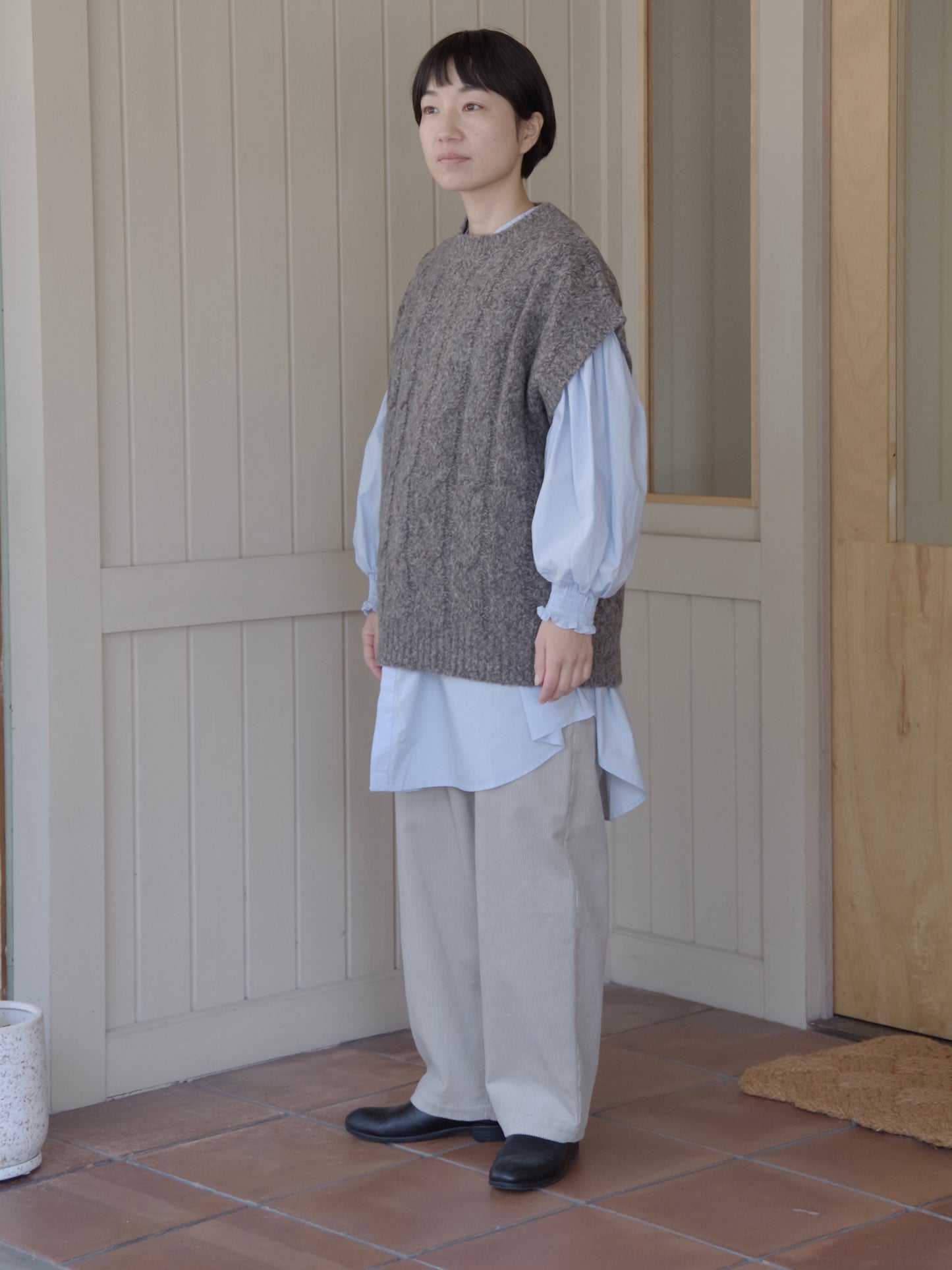 malibo mix ウール アラン編みベスト | yuni