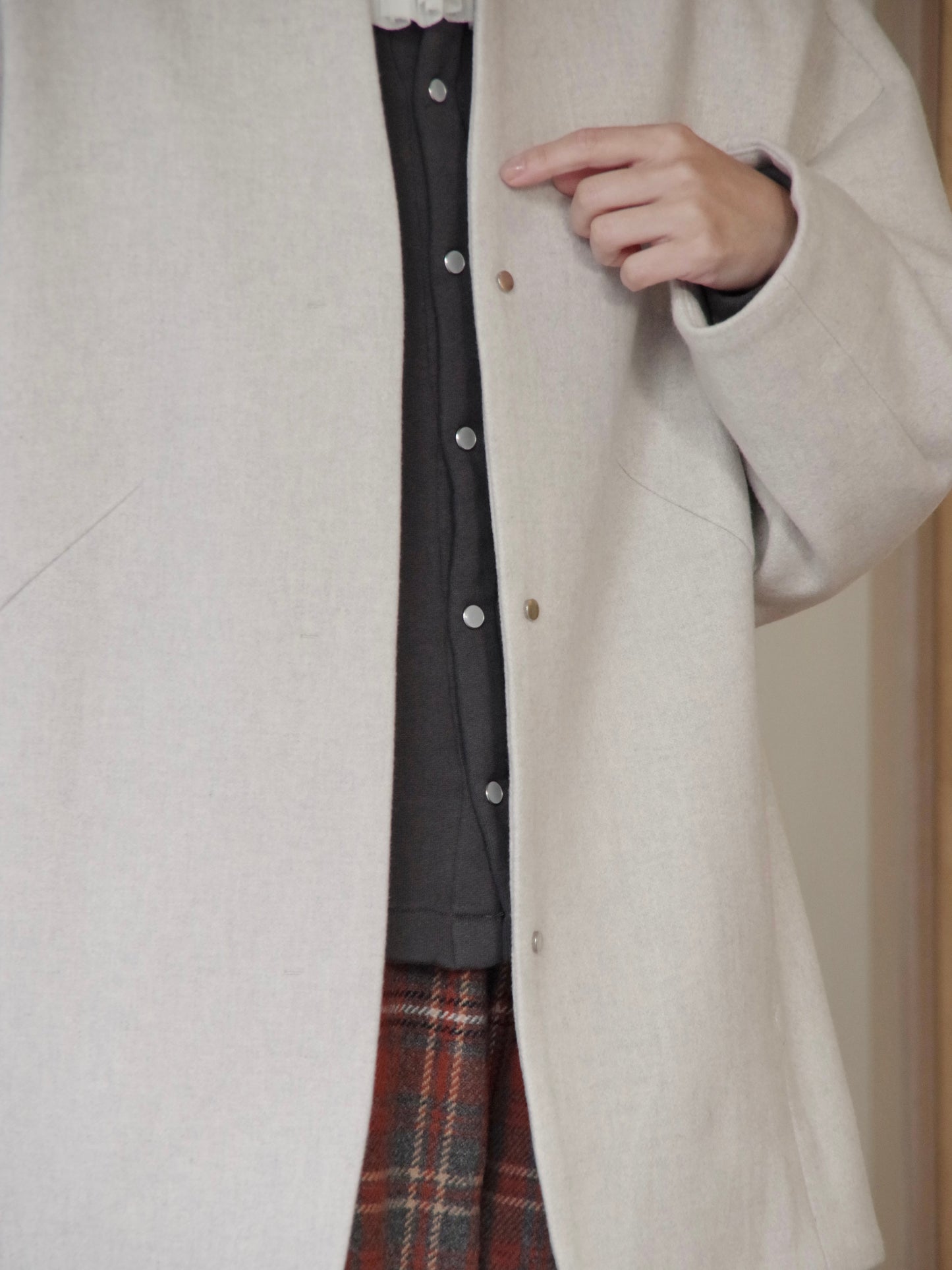 ウールsuper100 middle length cocoonコート | yuni