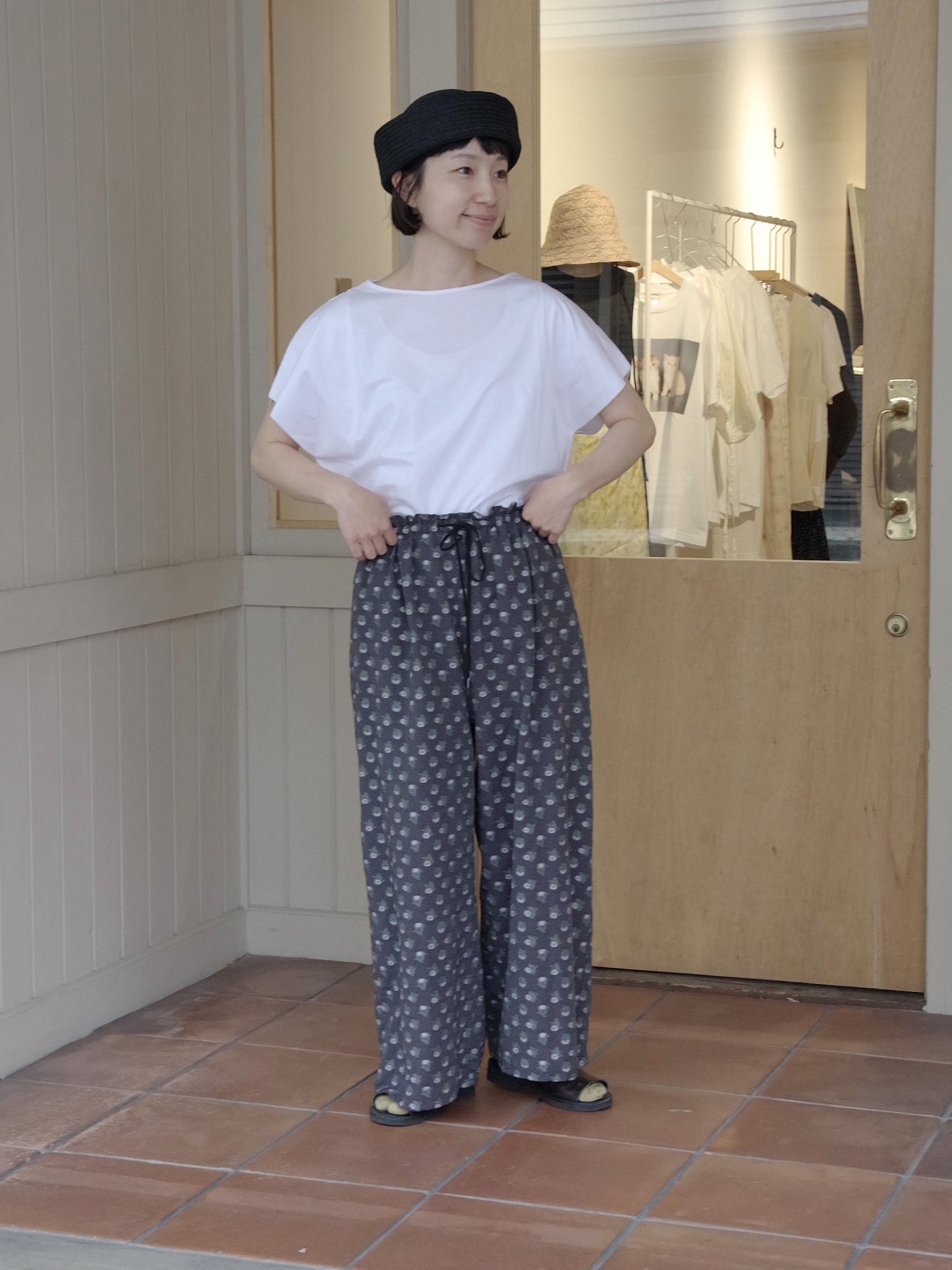 追憶の花 jacquard ギャザーパンツ | qiri