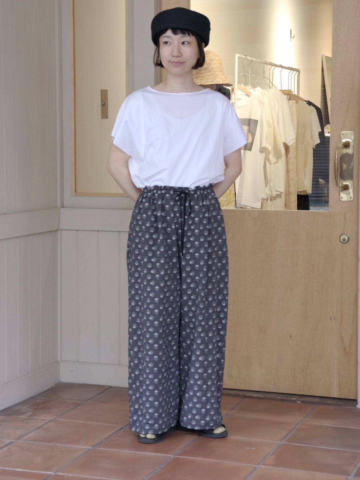 追憶の花 jacquard ギャザーパンツ | qiri