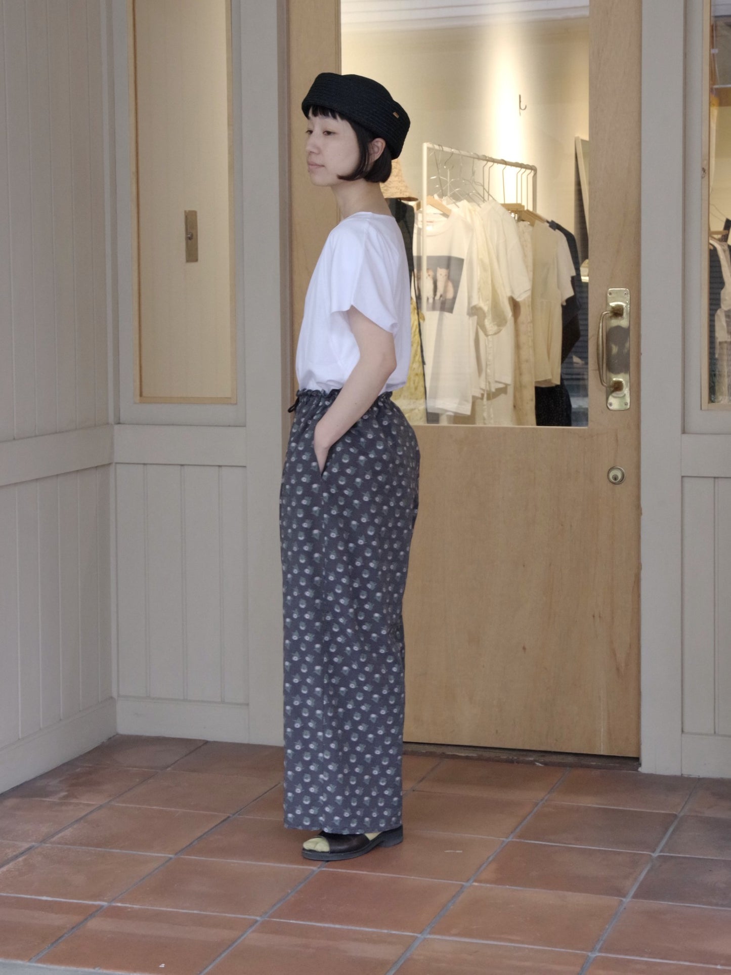 追憶の花 jacquard ギャザーパンツ | qiri