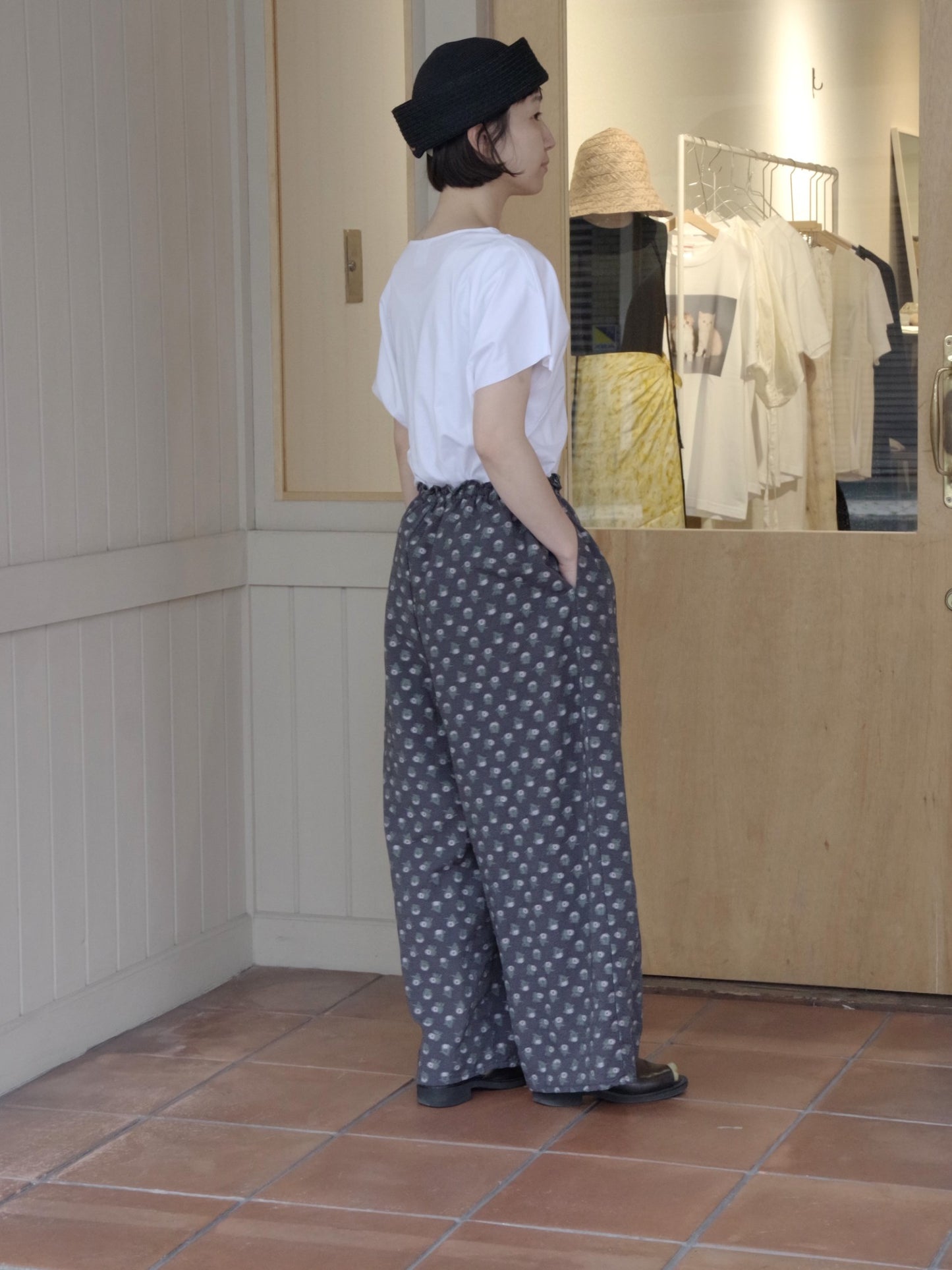 追憶の花 jacquard ギャザーパンツ | qiri