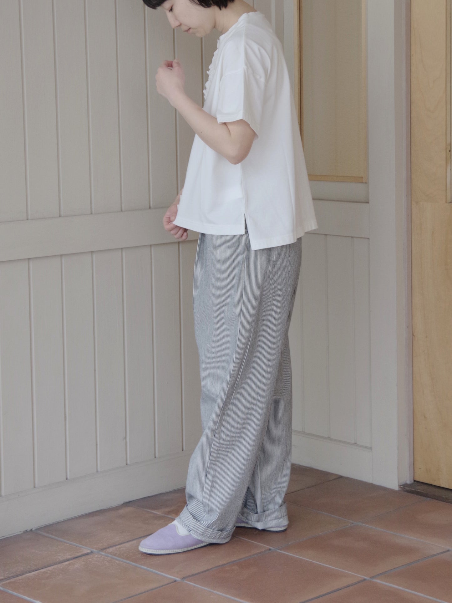 ヒッコリーデニム バレルストレートパンツ | Hands of creation