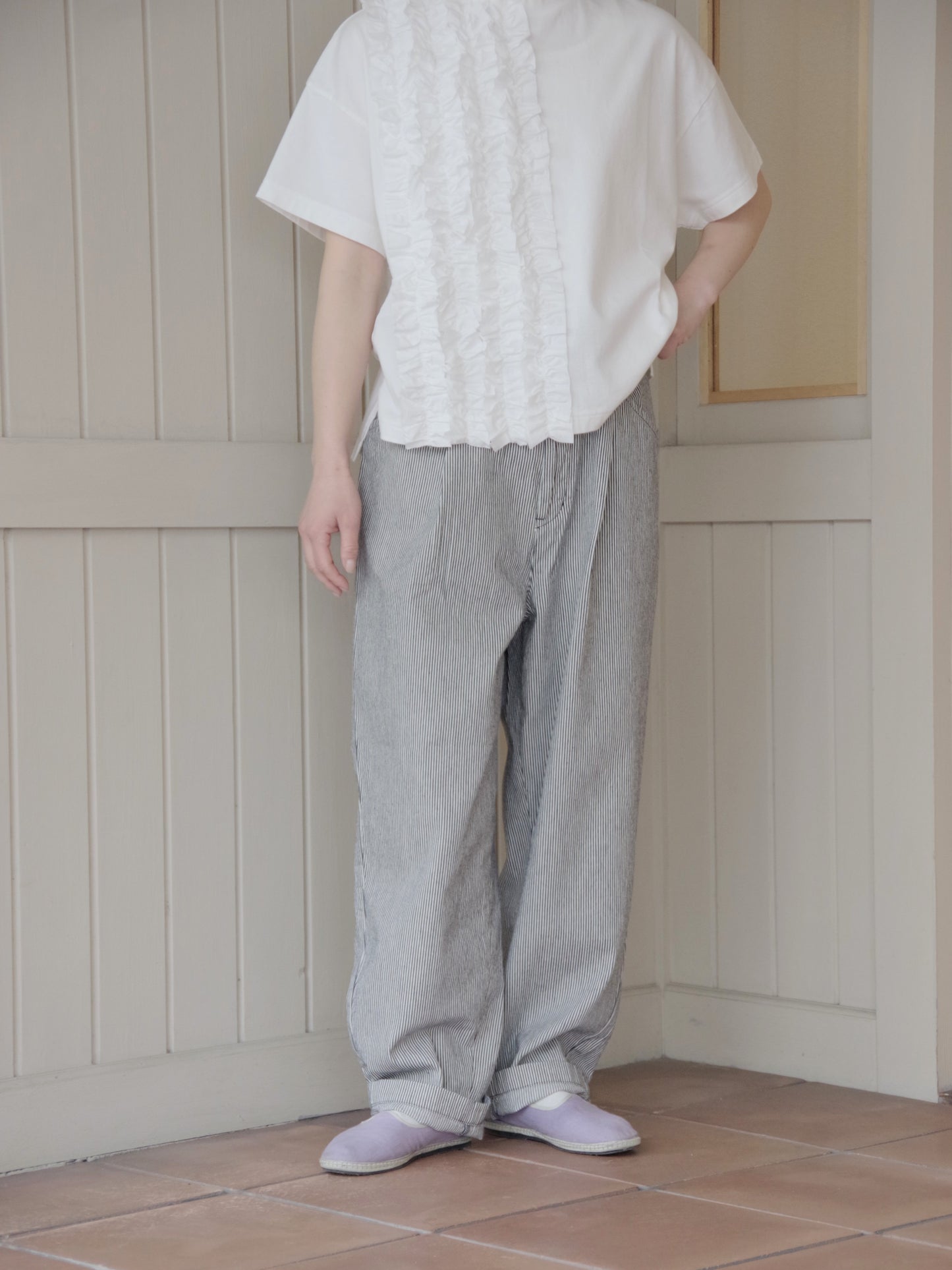 ヒッコリーデニム バレルストレートパンツ | Hands of creation