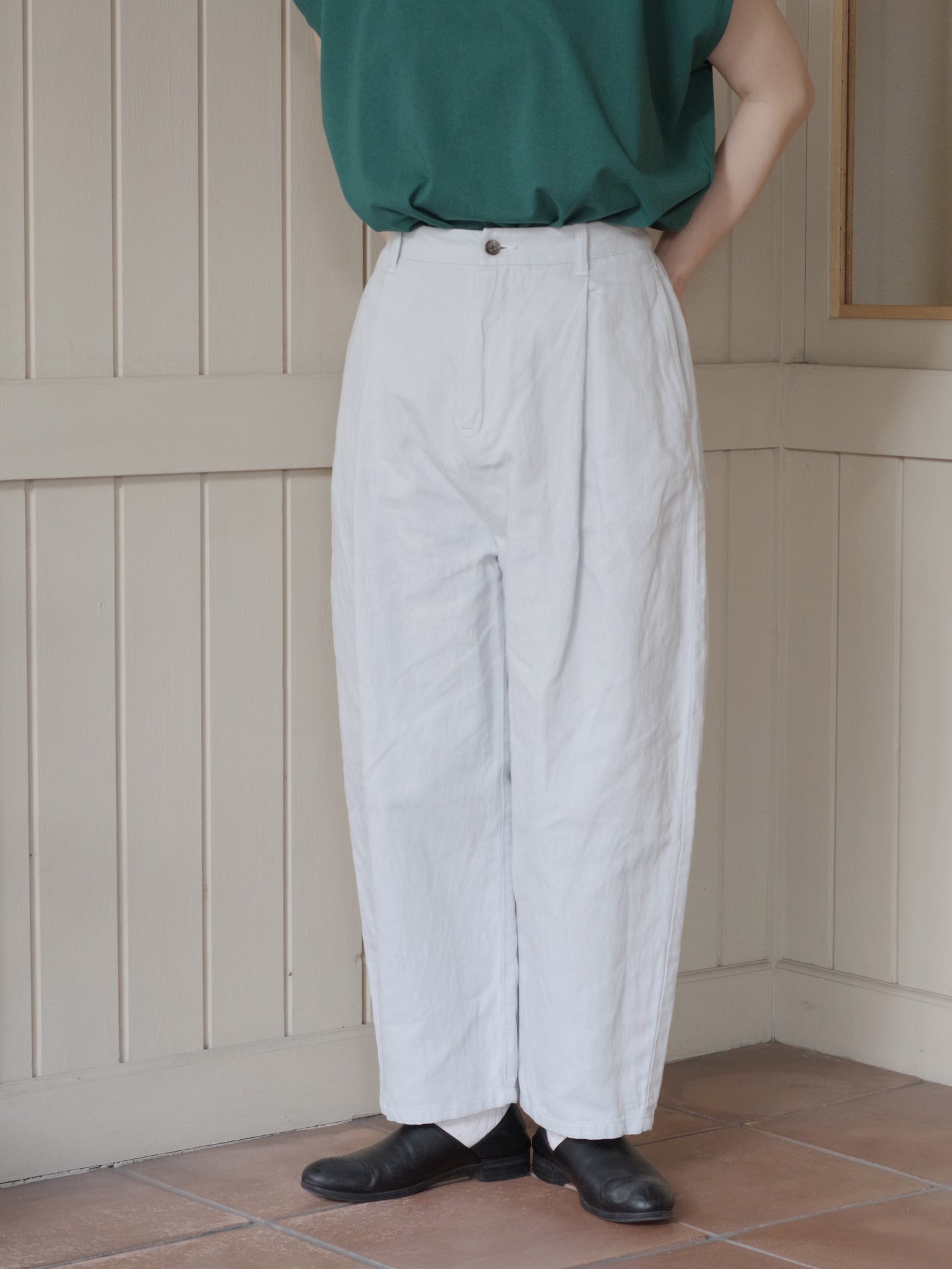 Cotton/Linen denim back gum パンツ | yuni