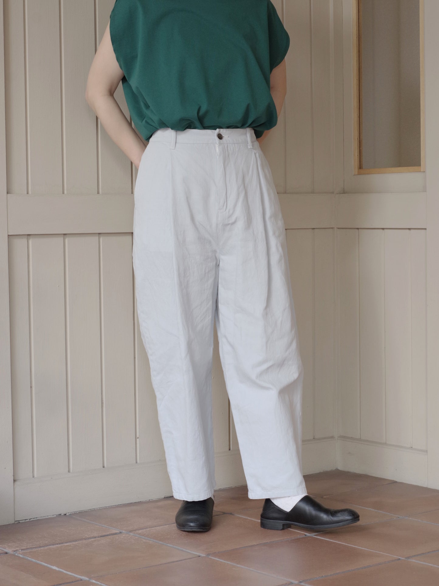 Cotton/Linen denim back gum パンツ | yuni