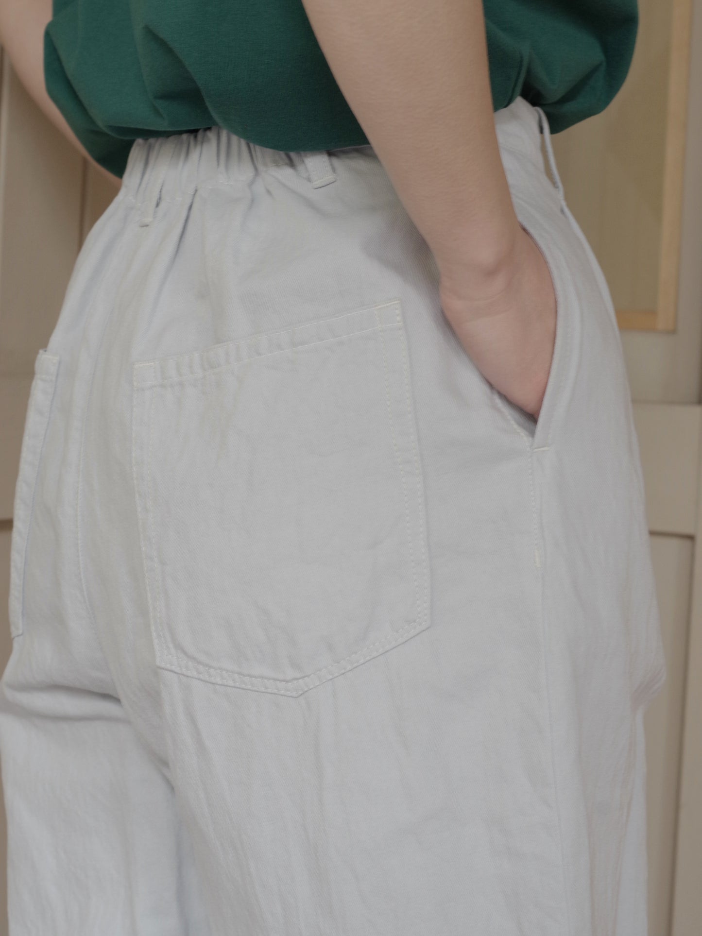 Cotton/Linen denim back gum パンツ | yuni