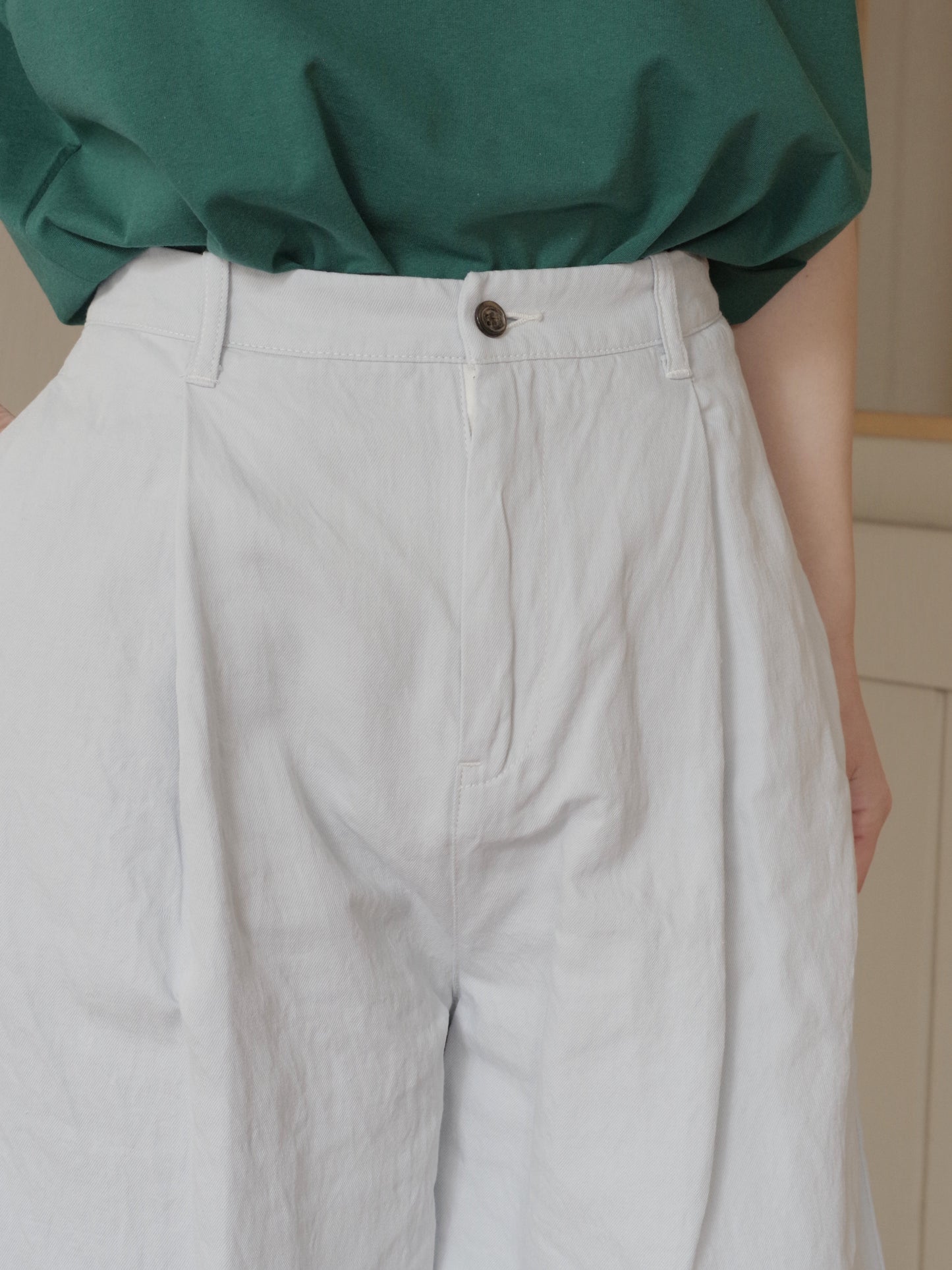 Cotton/Linen denim back gum パンツ | yuni