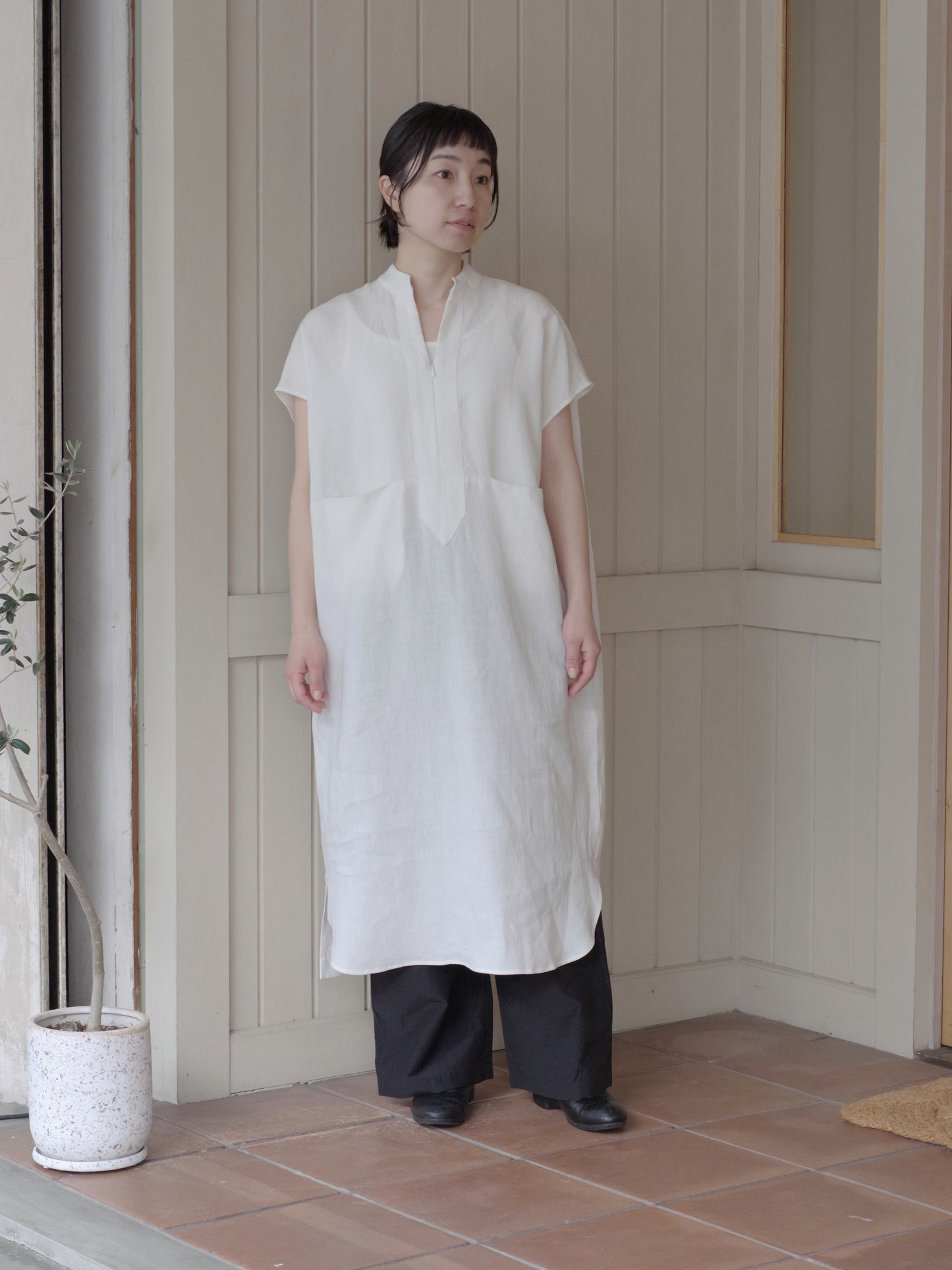 フレンチリネンキャンバス スクエアチュニック | SI-HIRAI