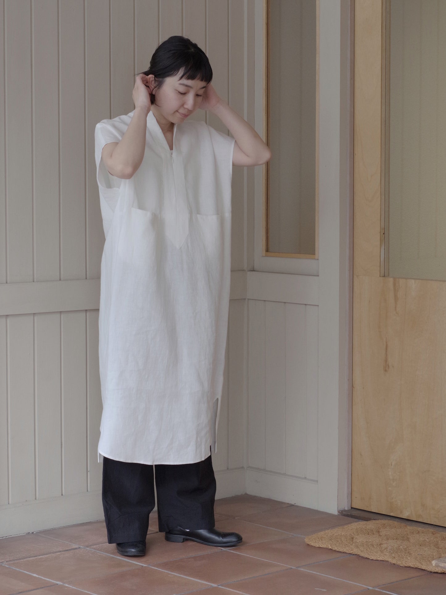 フレンチリネンキャンバス スクエアチュニック | SI-HIRAI