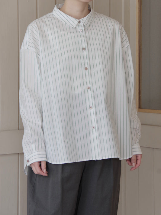 コットンピンストライプビックシルエットシャツ | atelier naruse