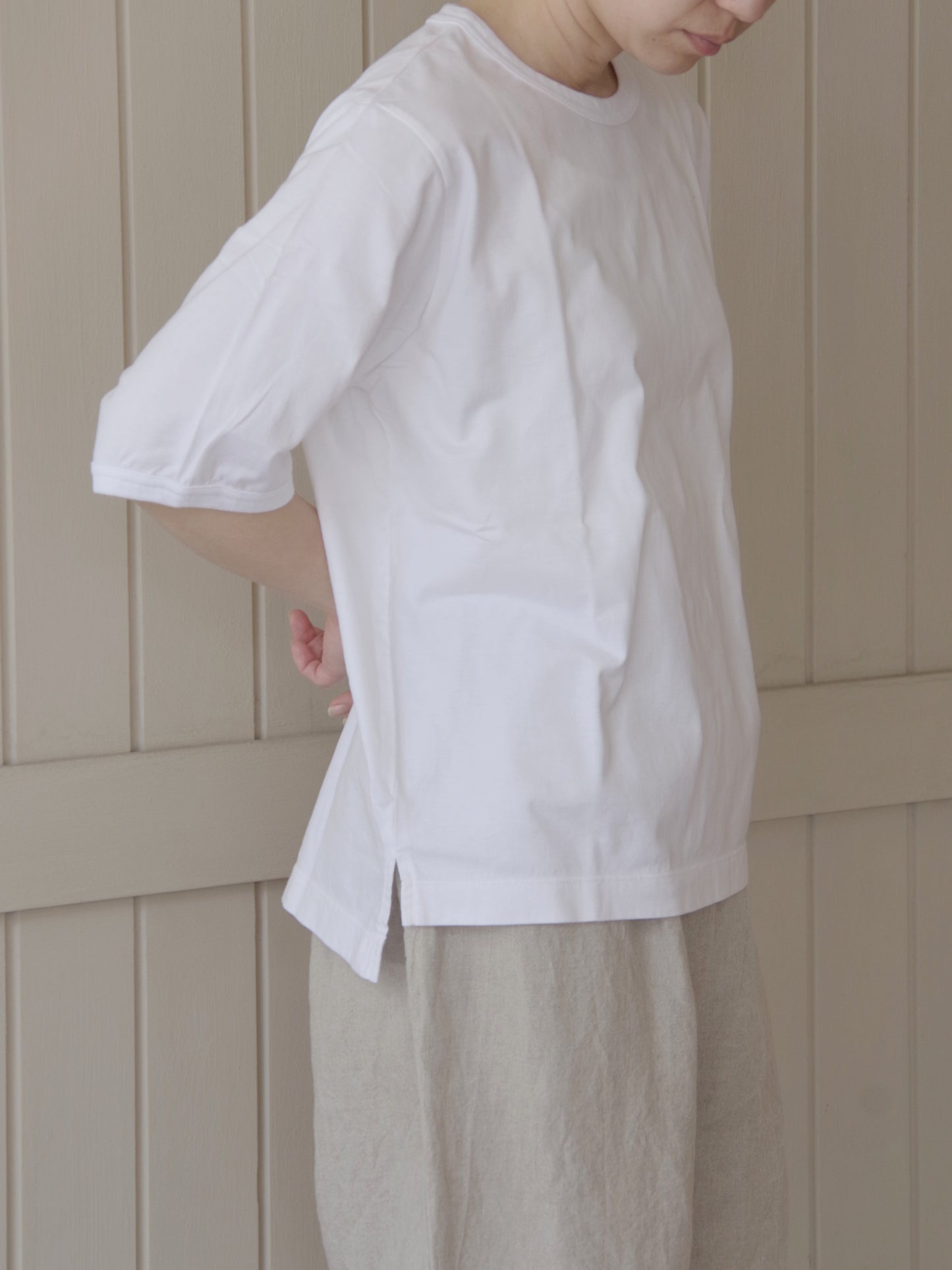 サンフォーキン天竺 シンプルクルーネックプルオーバー | OUVERT