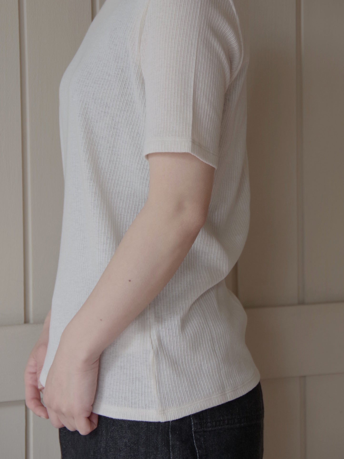 コットンポリエステルナチュラルテレコ ハーフスリーブTシャツ | yuni
