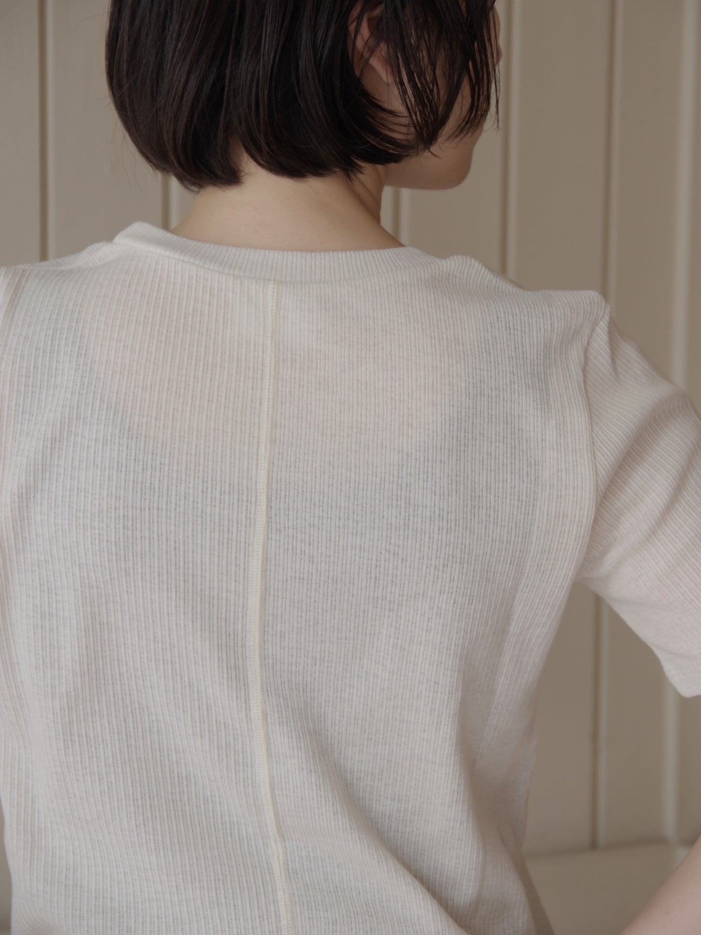 コットンポリエステルナチュラルテレコ ハーフスリーブTシャツ | yuni