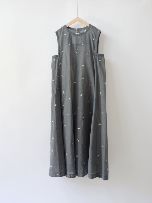 コットン/ナイロン sheer floral刺繍 ワンピース | yuni