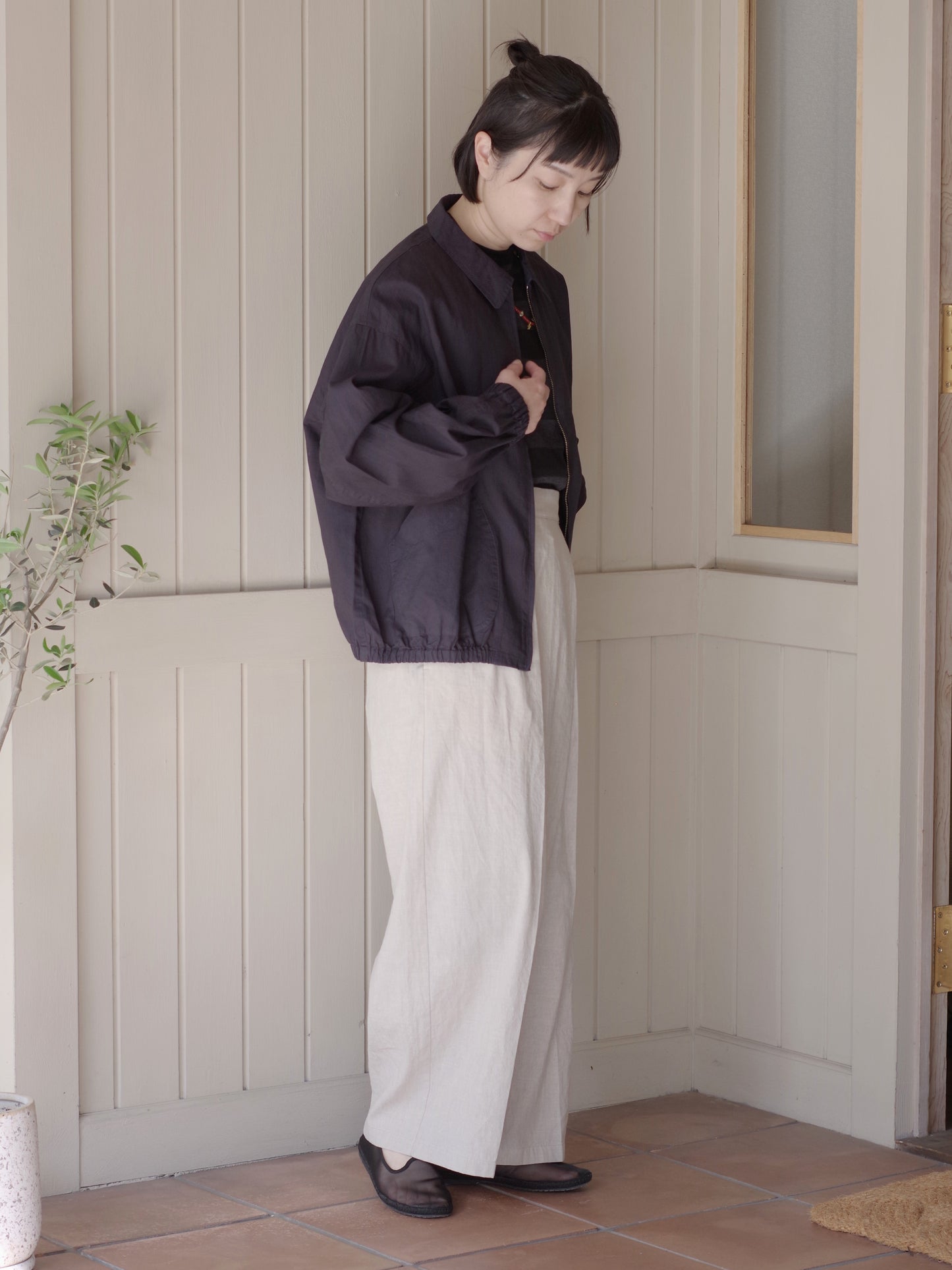 オーガニックリップストップ ボックスジップブルゾン | OUVERT