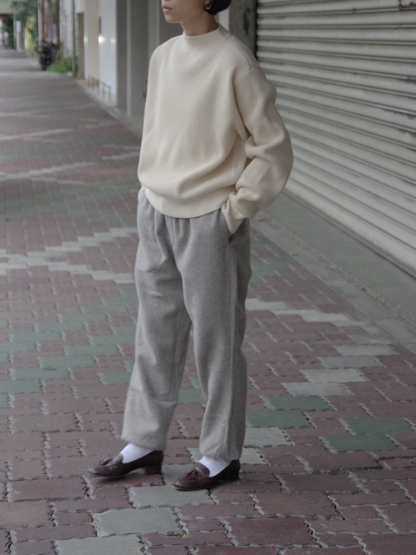 ニットリブ　モックネッククループルオーバー | UNDYED