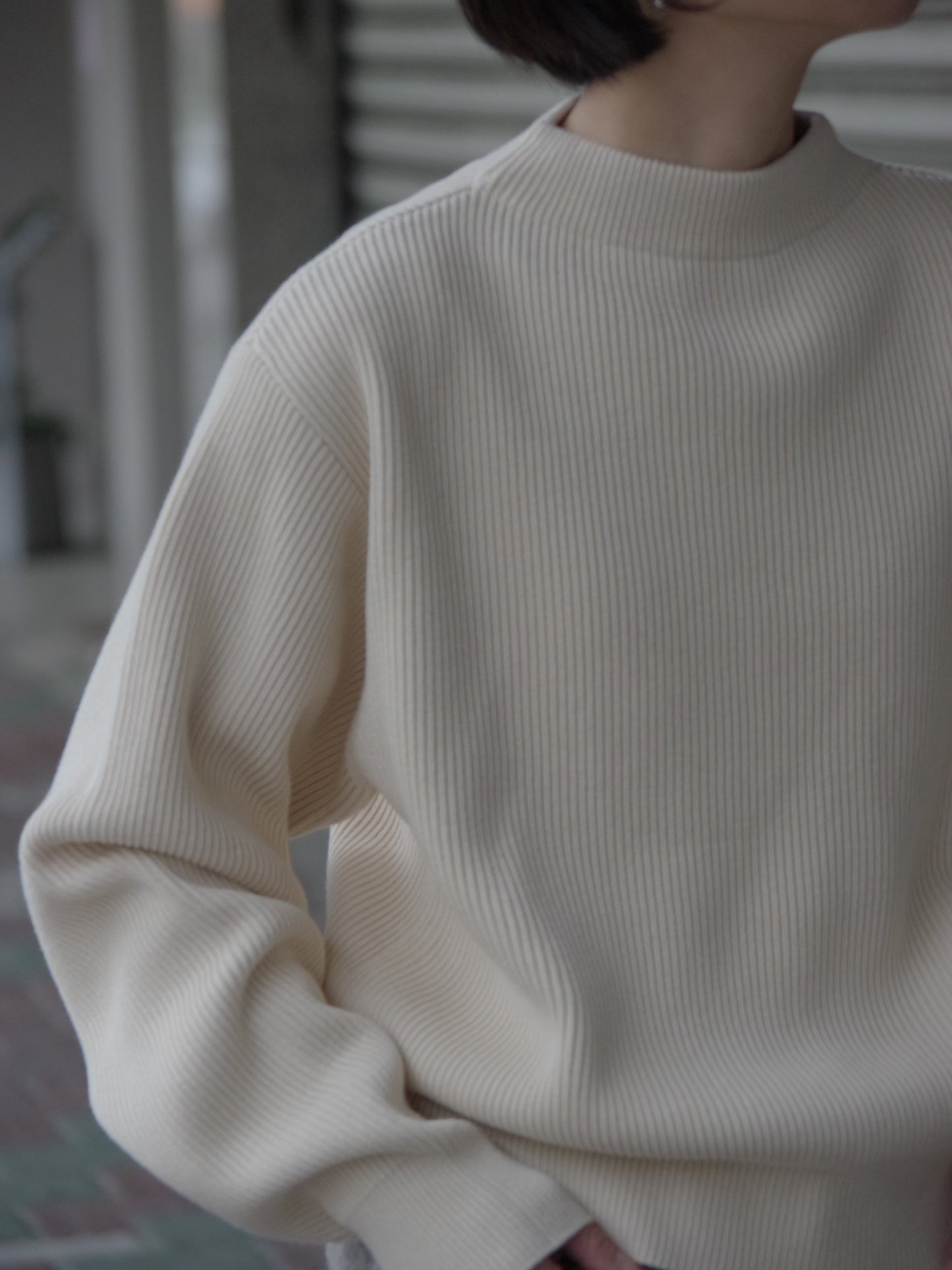 ニットリブ　モックネッククループルオーバー | UNDYED