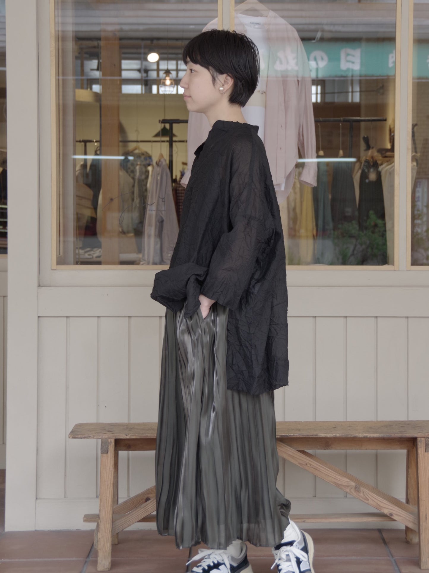 Aurora cloth double side pleated skirt | itochi