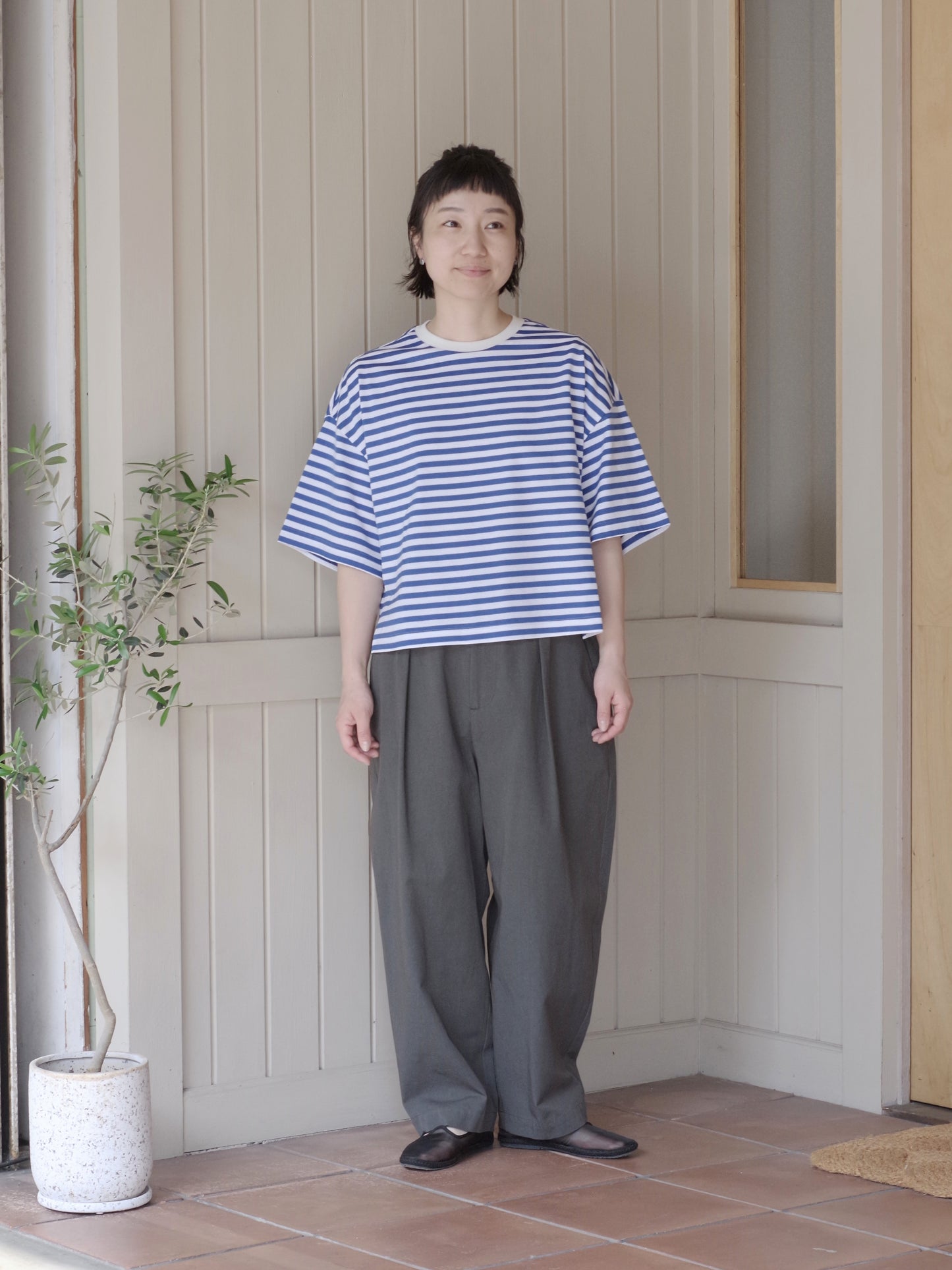 コットンボーダーカットソー | atelier naruse