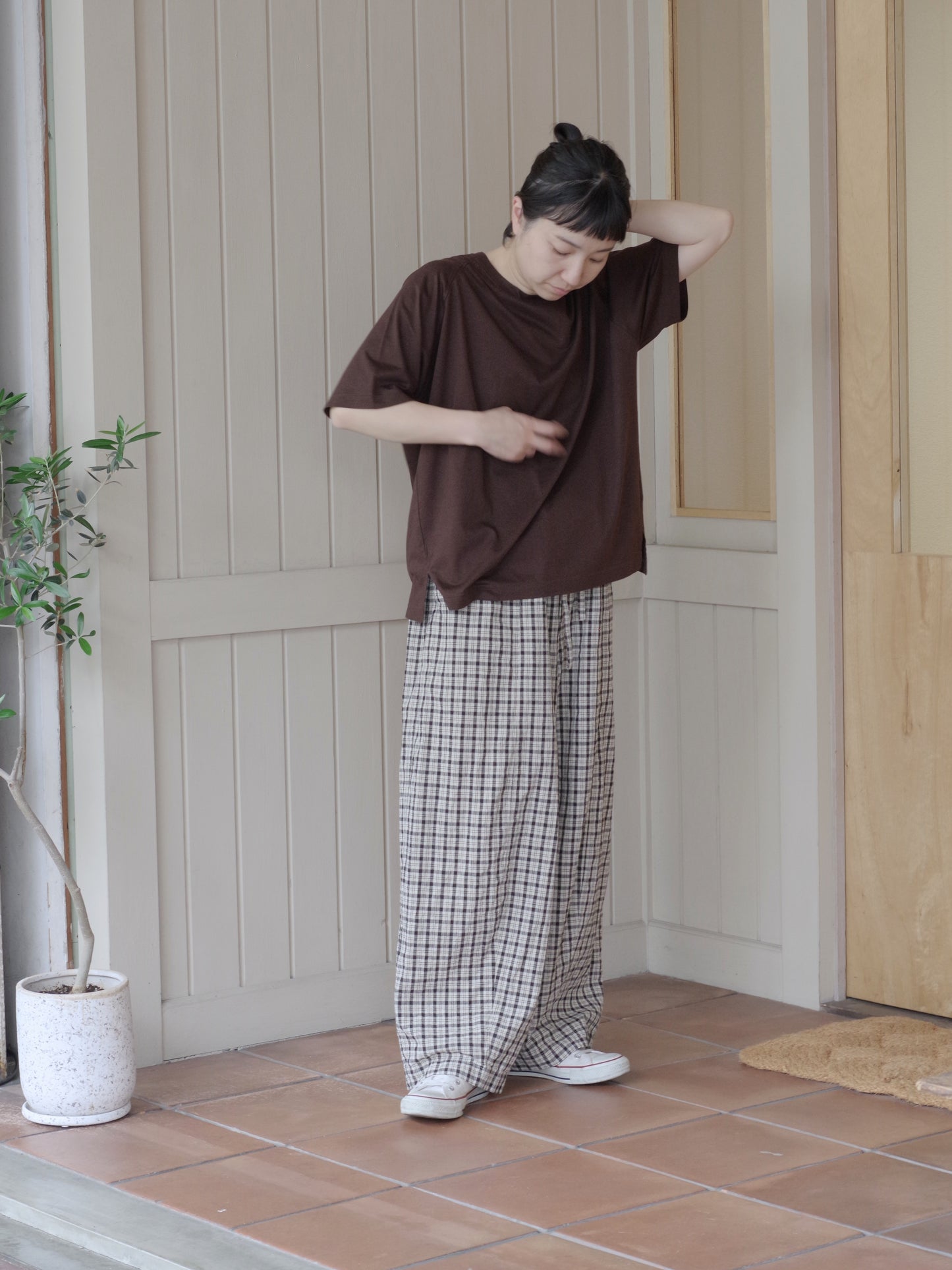 レンチングエコヴェロ繊維×オーガニックコットン天竺ラグランTシャツ｜OUVERT