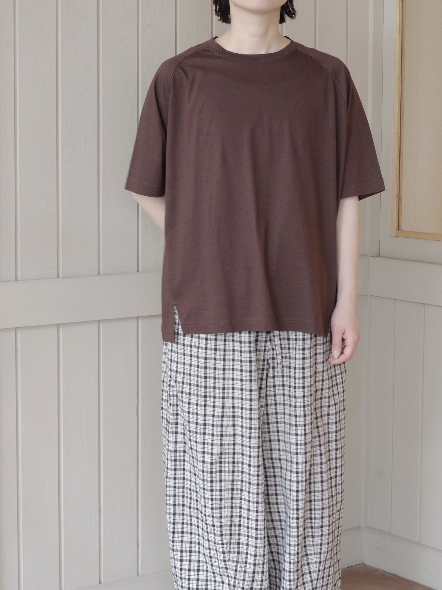 レンチングエコヴェロ繊維×オーガニックコットン天竺ラグランTシャツ｜OUVERT