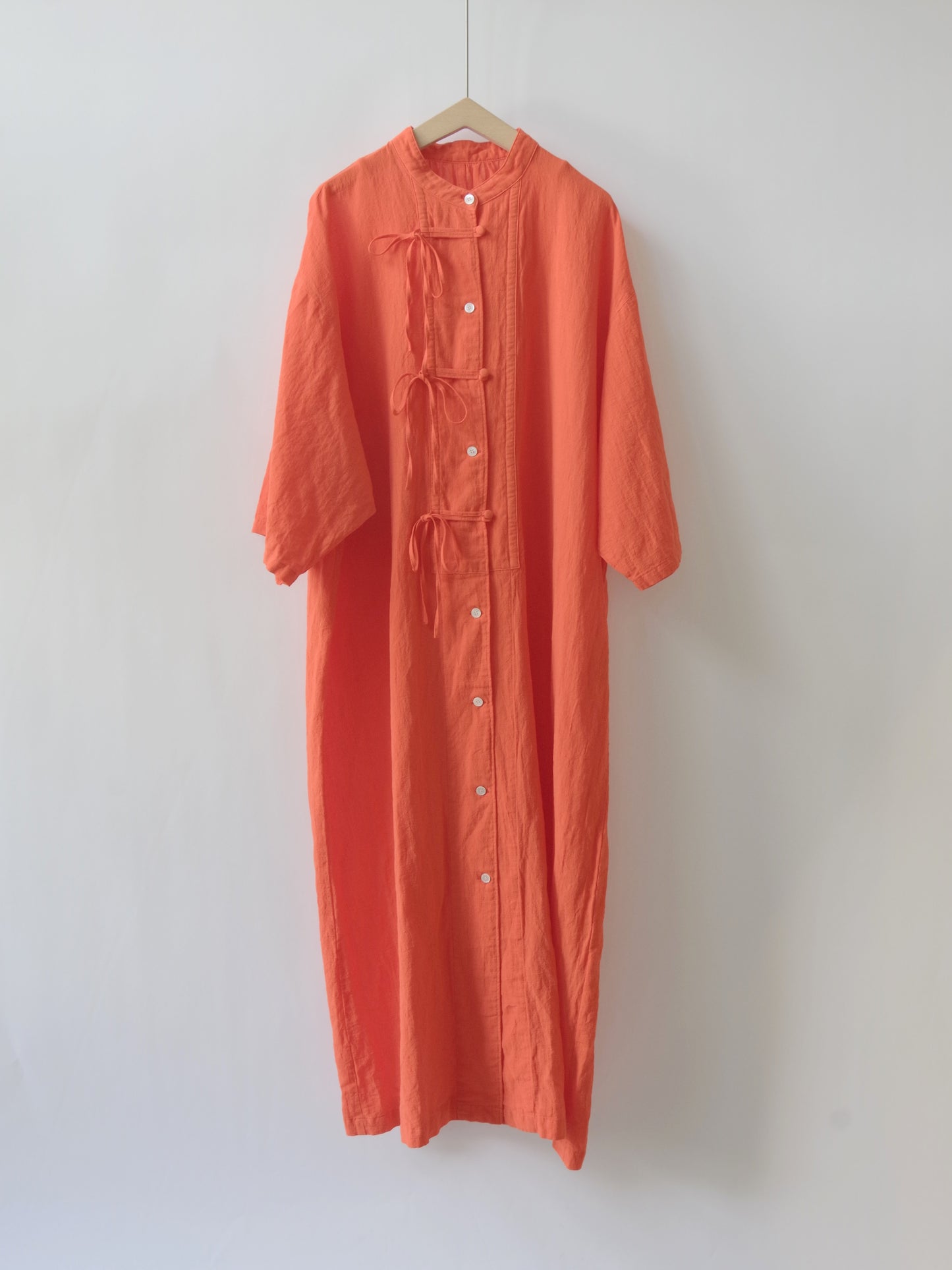 強撚CottonLine 近江晒 ribon シャツワンピース | yuni