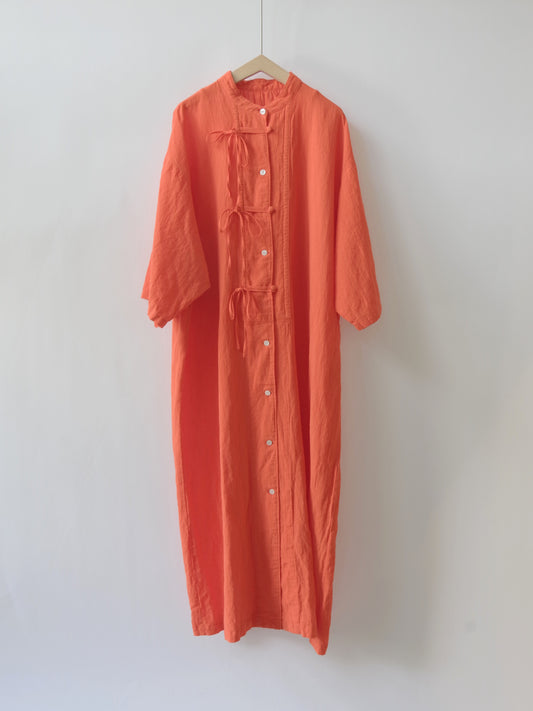 強撚CottonLine 近江晒 ribon シャツワンピース | yuni