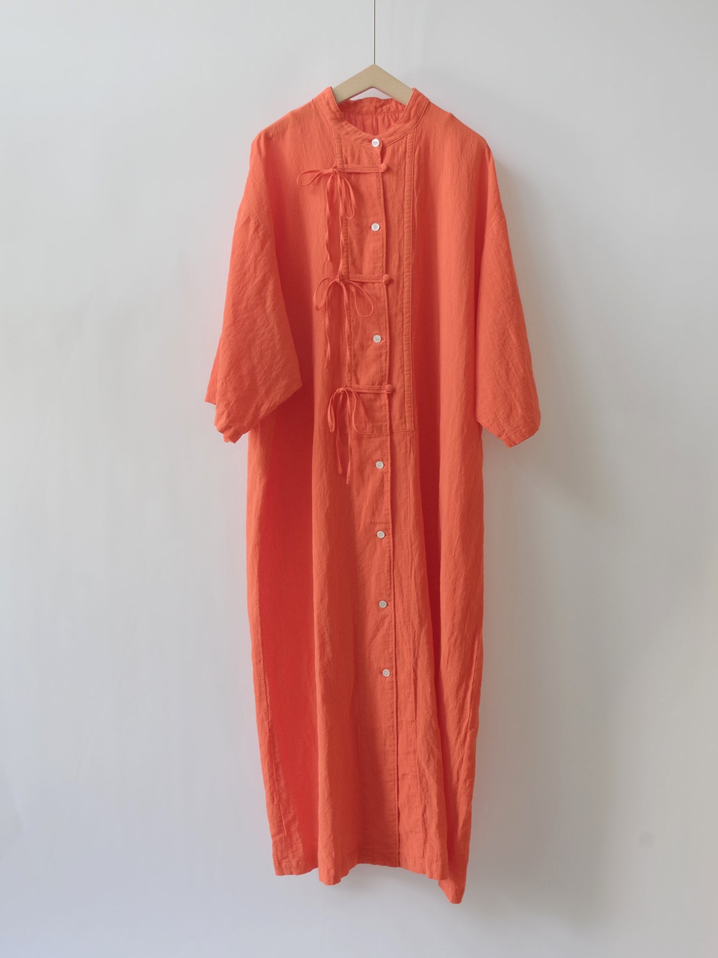 強撚CottonLine 近江晒 ribon シャツワンピース | yuni