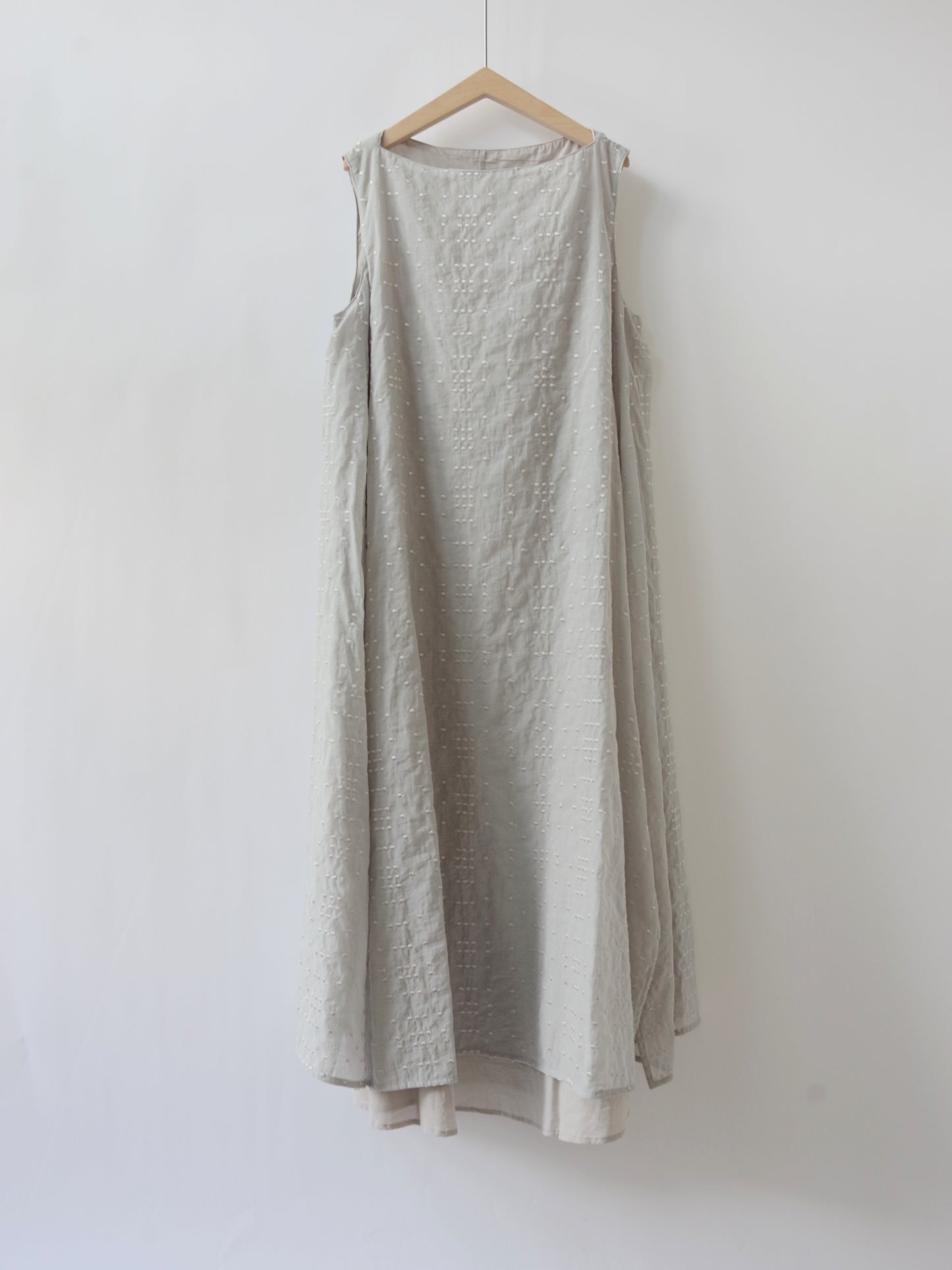 Cotton Nylon sheer memoly dot刺繍 layered ワンピース | yuni