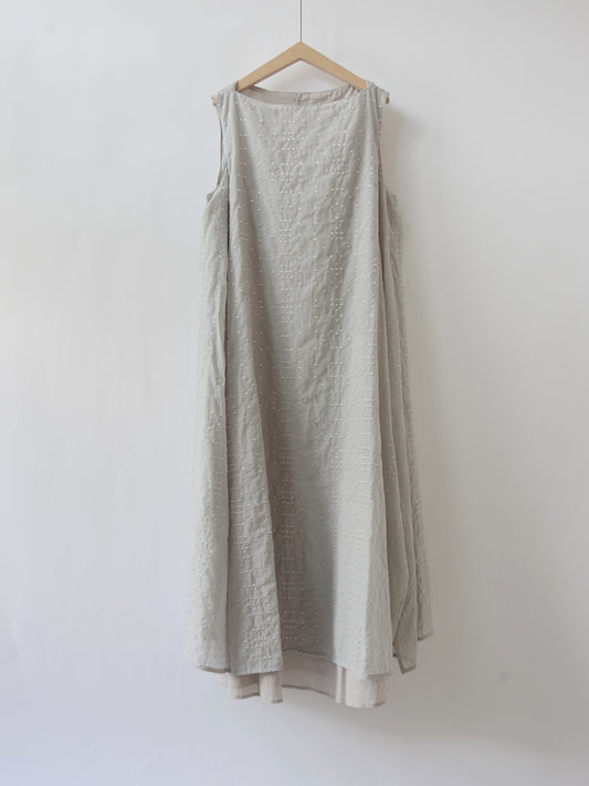 Cotton Nylon sheer memoly dot刺繍 layered ワンピース | yuni
