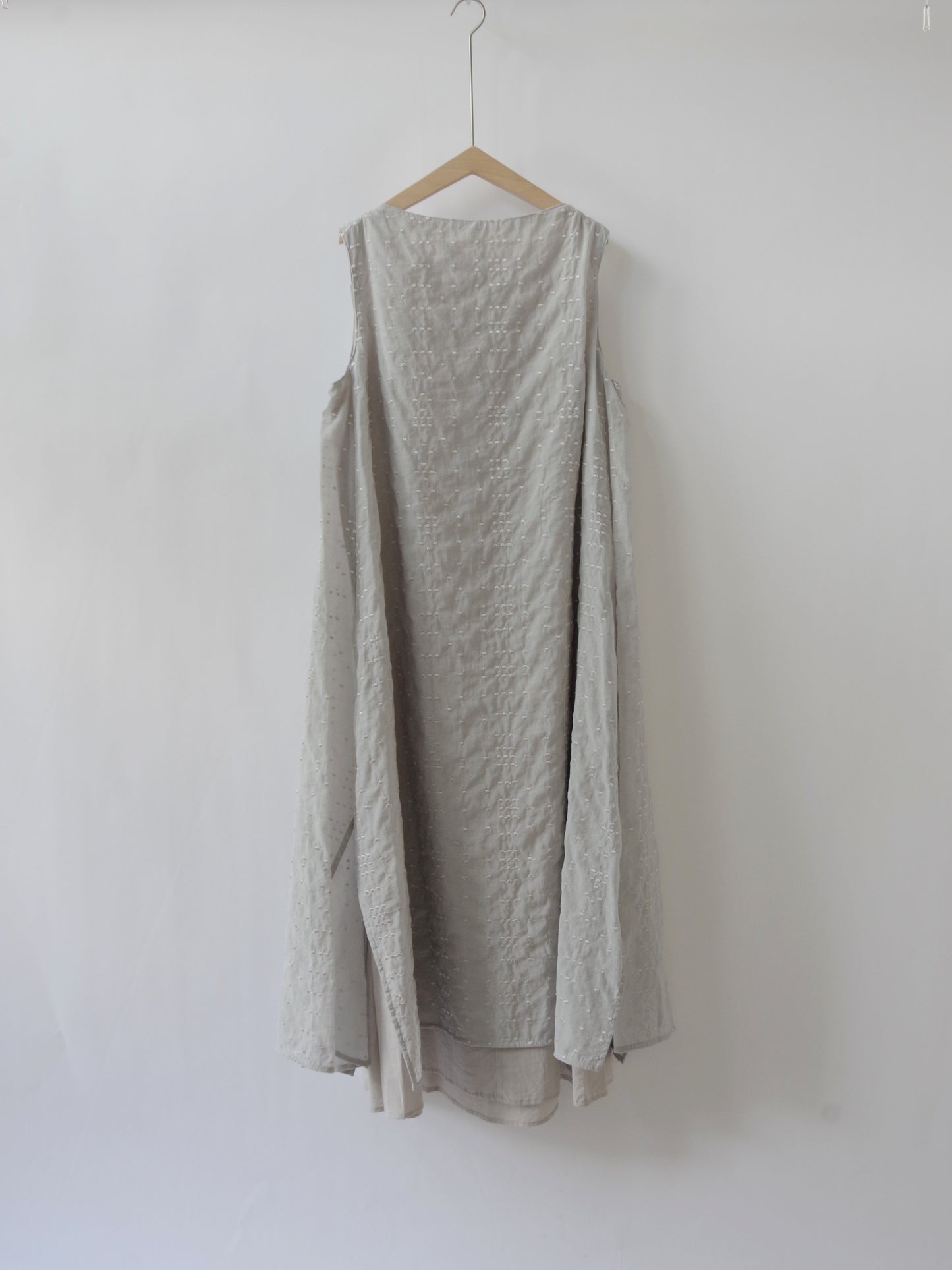 Cotton Nylon sheer memoly dot刺繍 layered ワンピース | yuni